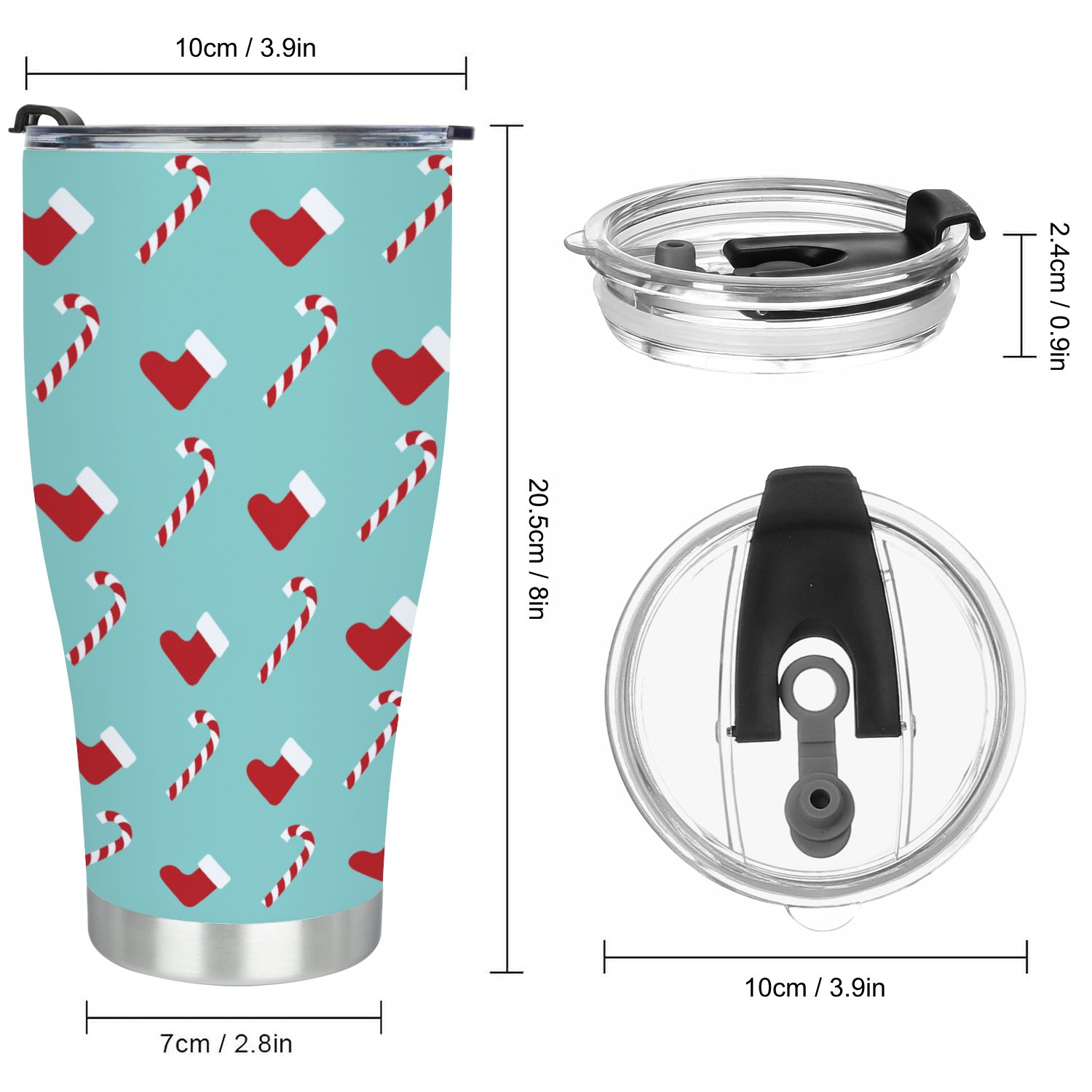 Hidove Stainless Steel Tumbler, Christmas Candy 30oz Leak Proof & Stainless Steel Bottle for Hot & Cold Drinks - Coffee Travel Mug, Water Metal Canteen, Thermal Cup