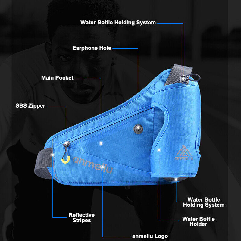 Unisex Sports Belt Waist Pack Water Bottle Holder Fanny Pack Running Hiking Man