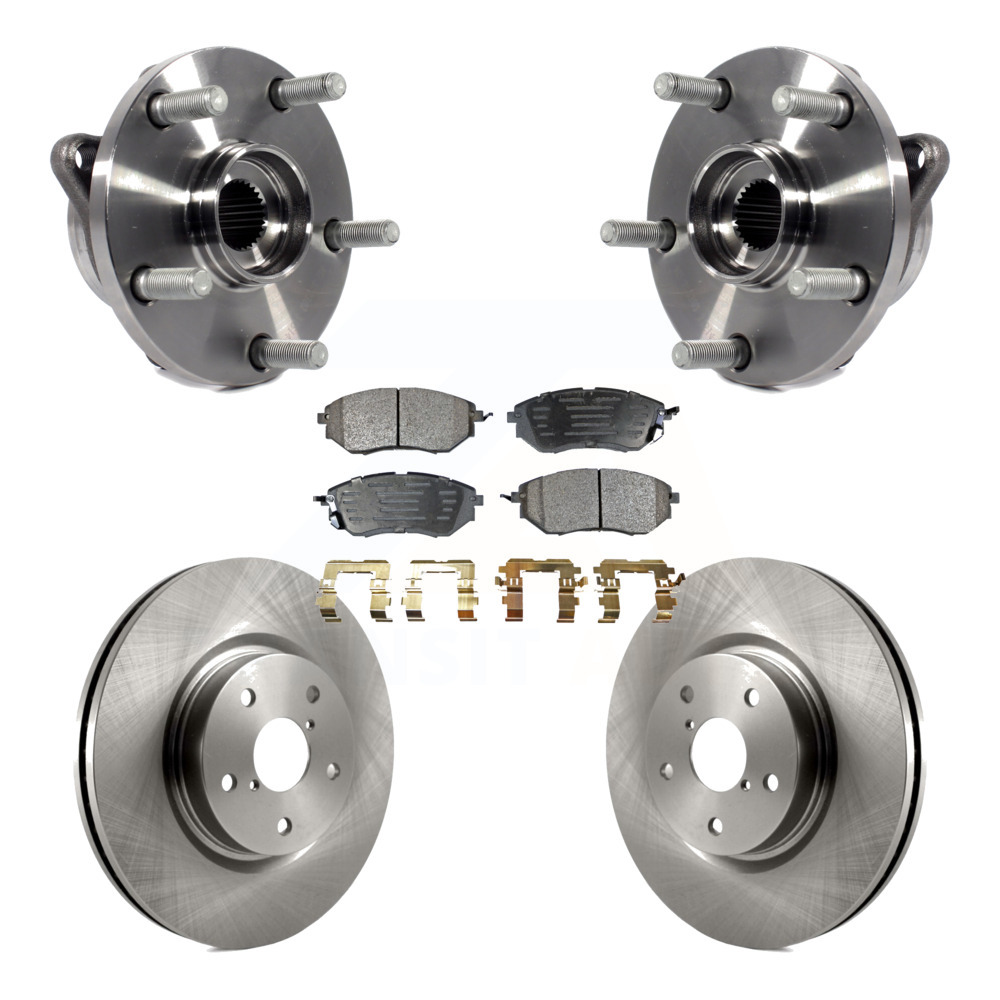 Transit Auto - Front Hub Bearing Assembly With Disc Brake Rotors And Ceramic Pads Kit For Subaru Outback Legacy WRX B9 Tribeca KBB-100665