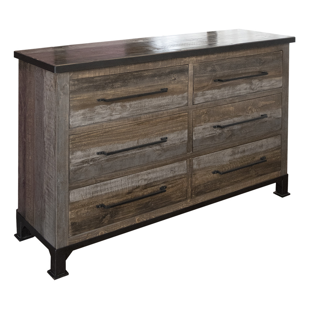 HomeRoots 524543 61 in. Brown Solid Wood Six Drawer Double Dresser