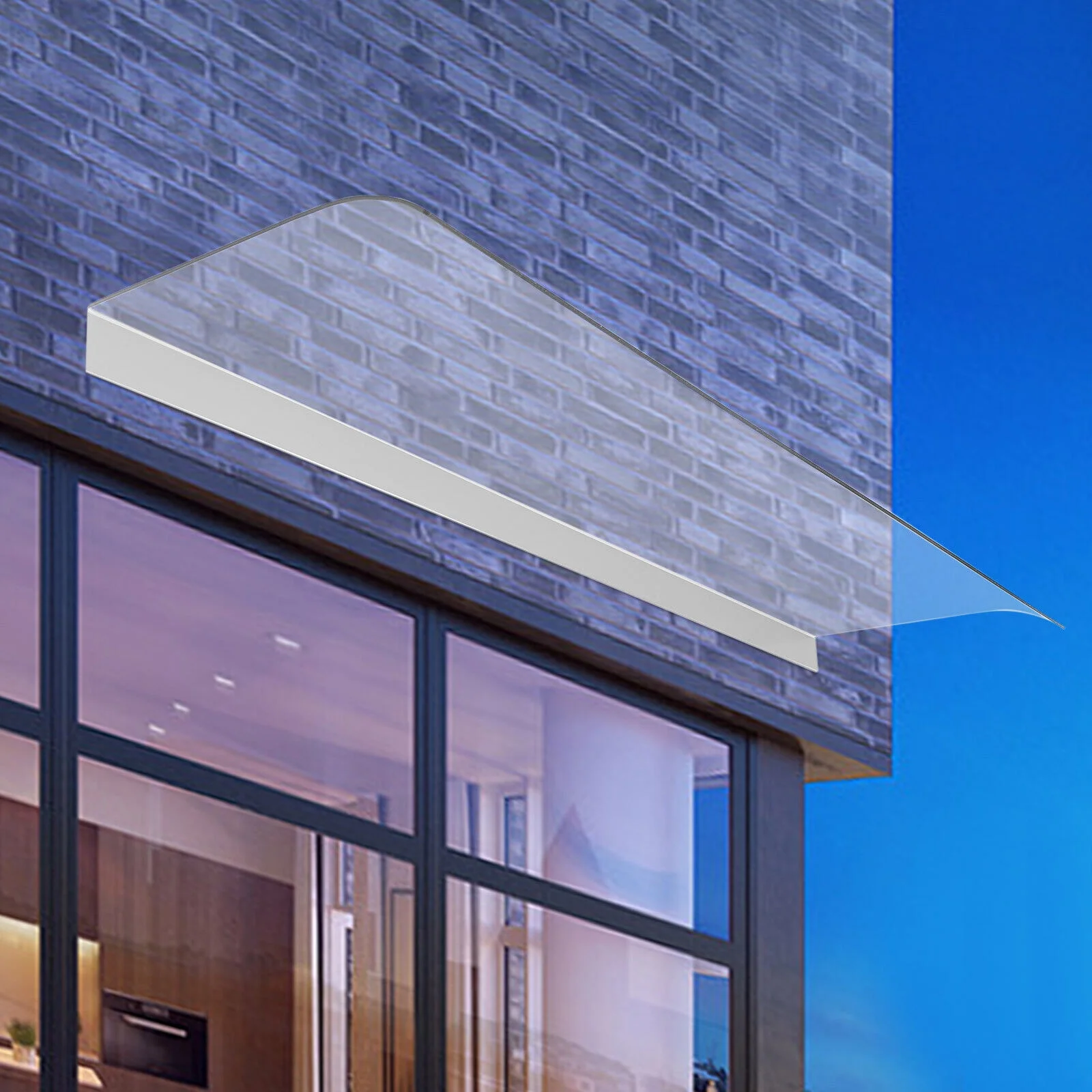 40x60/80/100/120cm PC Awning Canopy UV Rain Snow Protection UV Protector Front Door Window Awning Cover Outdoor Canopy for Front Door Porch