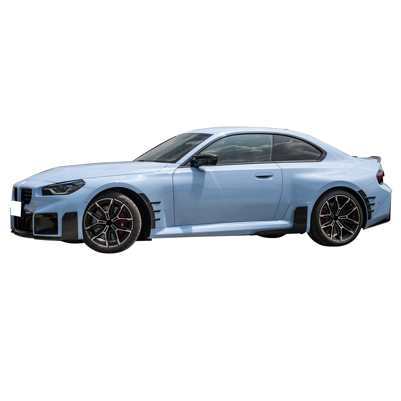 Ikon Motorsports Front Side Fender Spats Compatible With 2023-2024 BMW G87 M2, M Performance Style Air Vent Arched Fins Carbon Fiber Left Right Wheel Flare Molding Trim 2PC