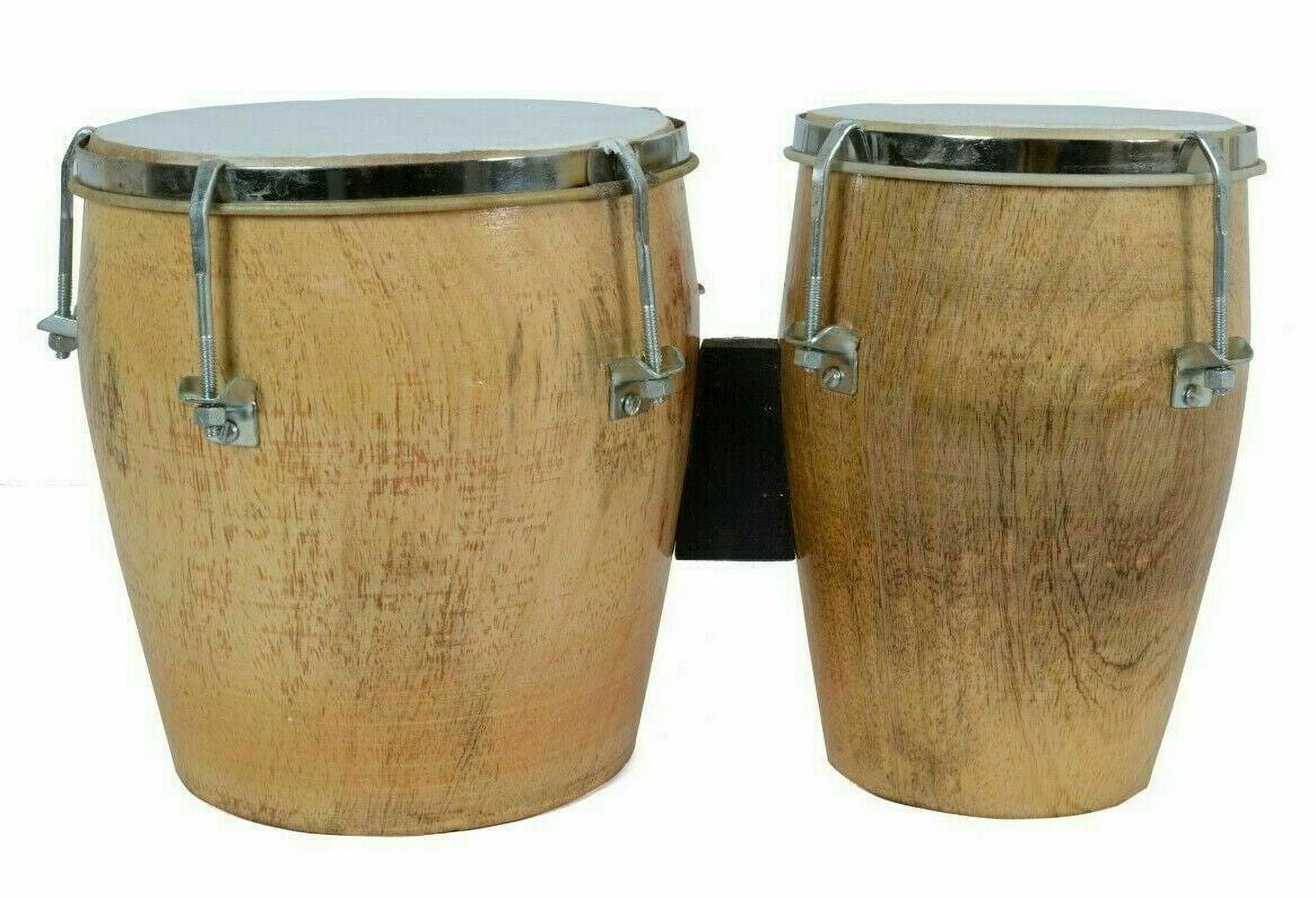Naad Folk Musical Instrument Two Piece Bango Drum Set Natural Wood Bongo Drum Set, Instruments Set,