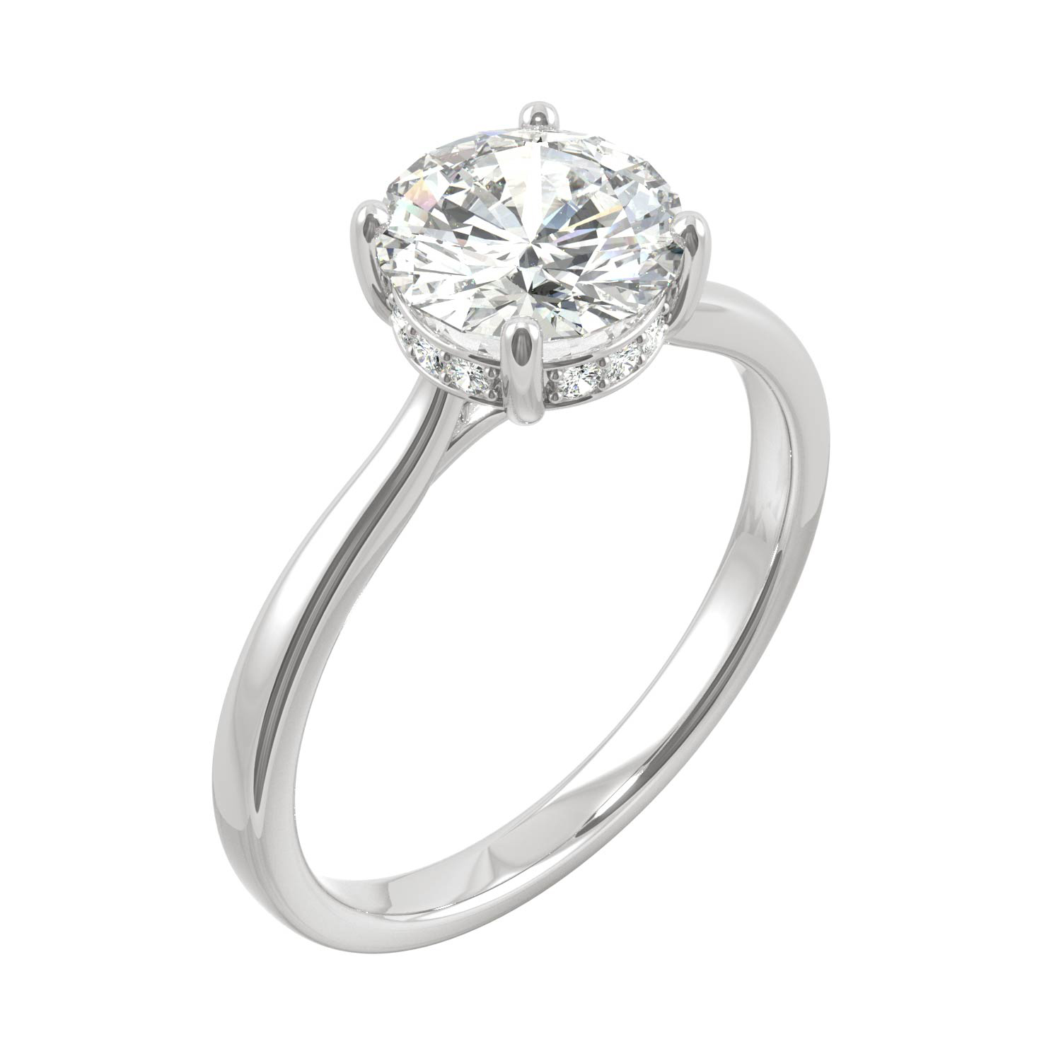 Charles & Colvard 14K White Gold Moissanite 7.5mm Round Engagement Ring-Size 8, 1.58cttw DEW