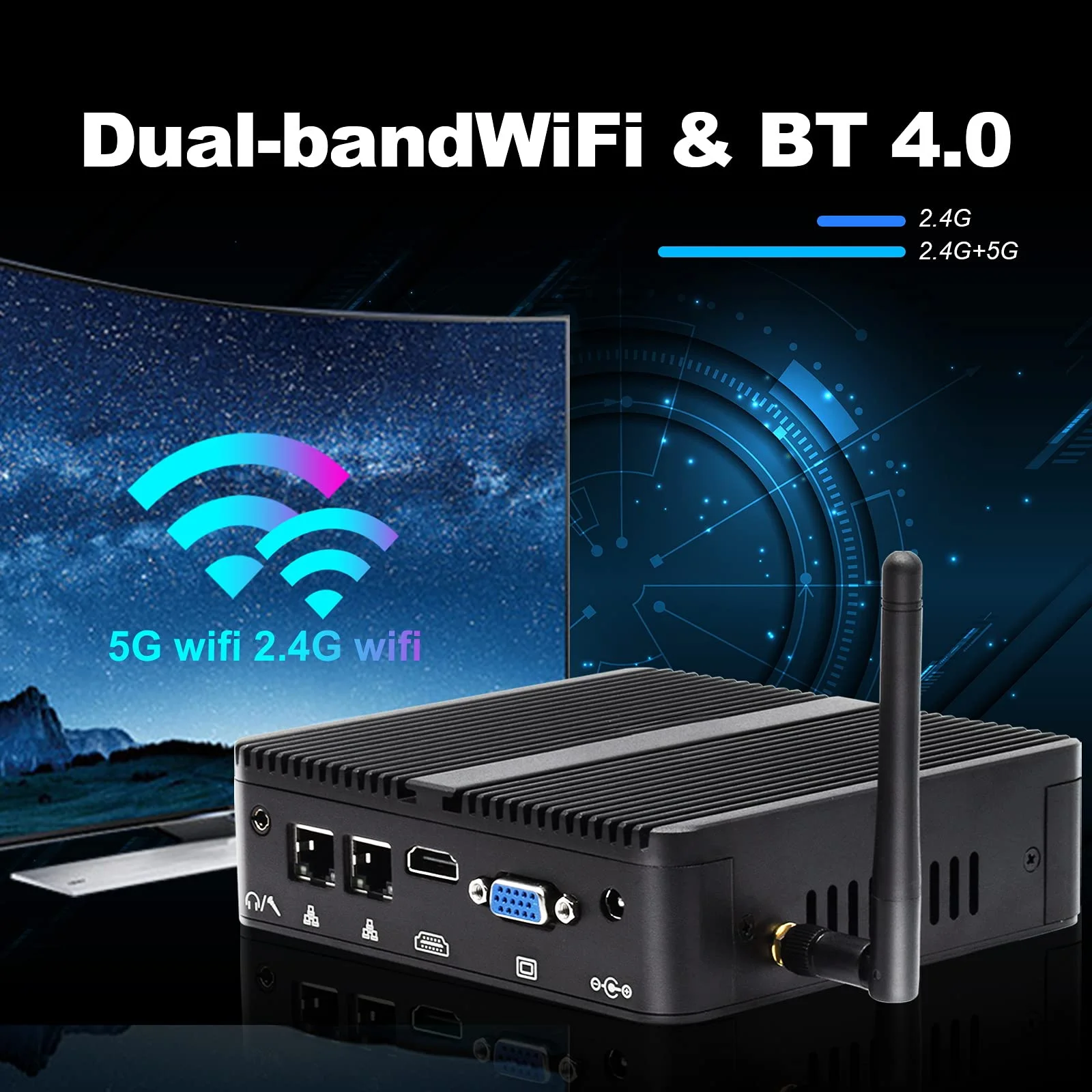 WEIDIAN Industrial Mini PC, Celeron J4125, Windows 11 Pro (64-bit) Industrial Desktop Computer with 8GB RAM DDR4/ 128GB SSD, 1TB HDD, 2 RS232, HD VGA Dual Display, Gigabit Ethernet, BT 4.0, 4K, WiFi