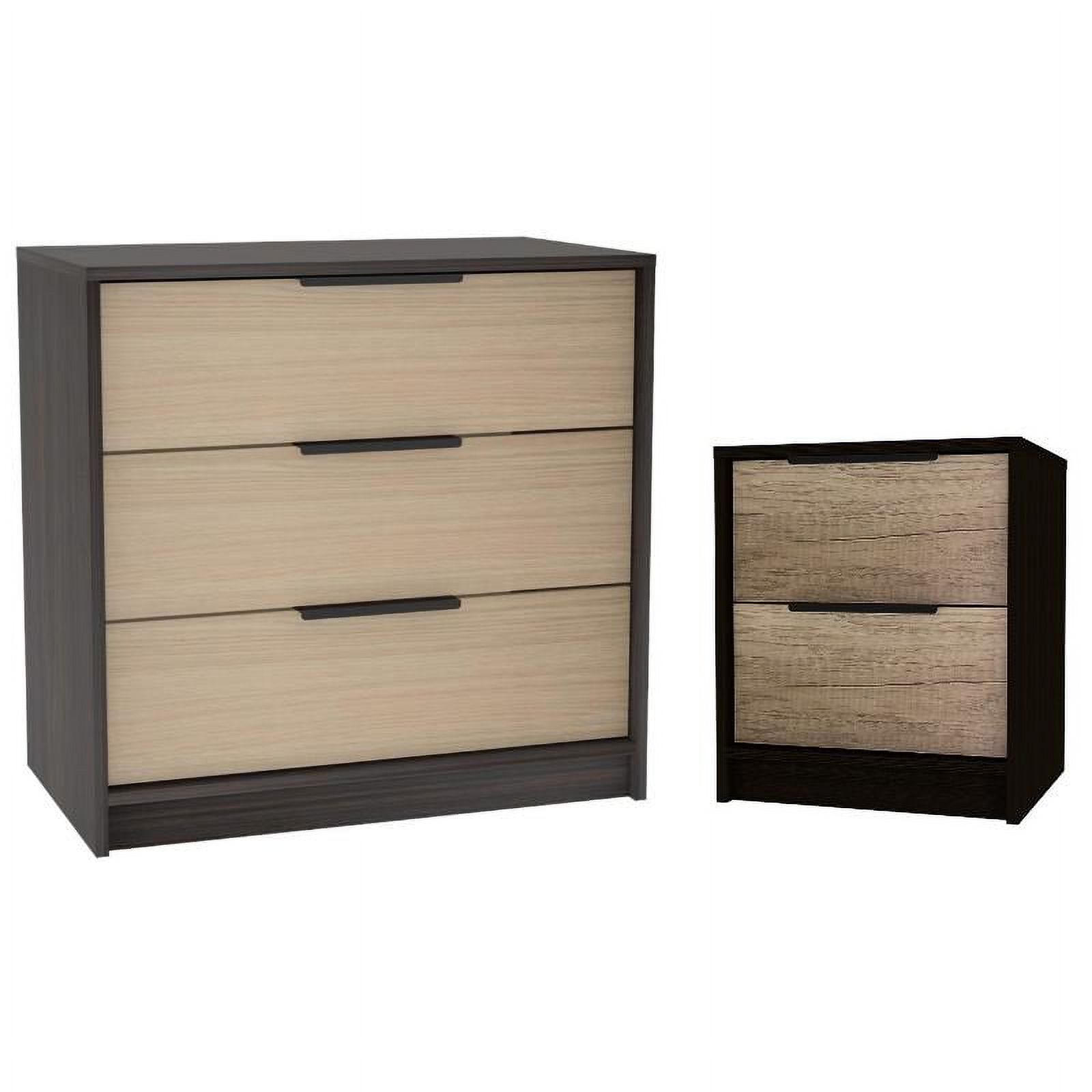 Home Square 2-Piece Set with Engineered Wood Nightstand and 3 Drawers Dresser