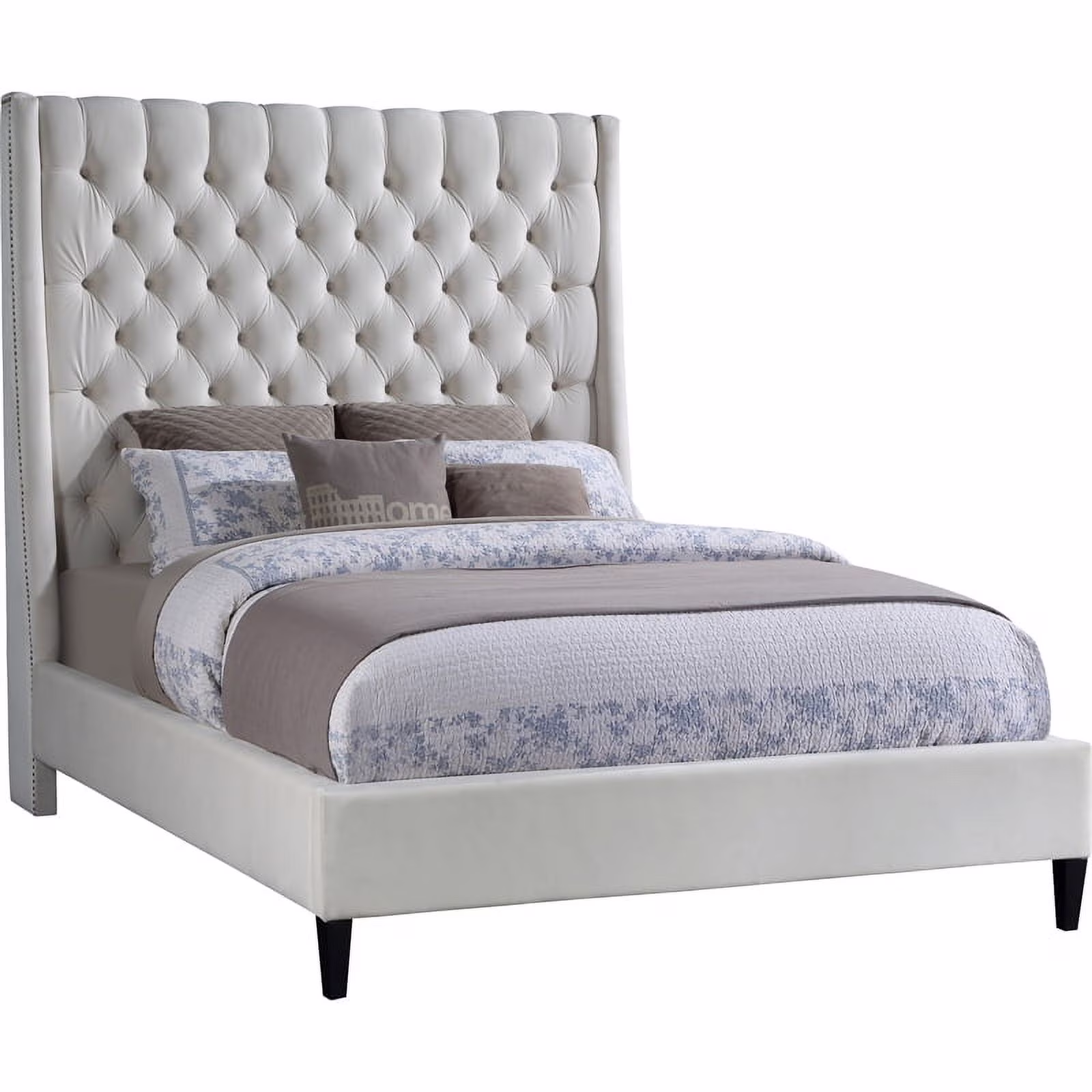 Meridian Furniture Fritz Cream Velvet Queen Bed