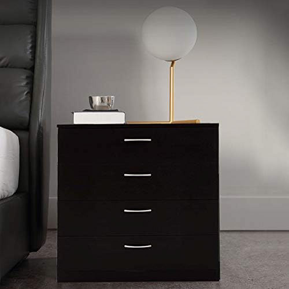 KBANZIBIU 4-Drawer Dresser Classic Wood Simple Style Nightstand End Table (White)