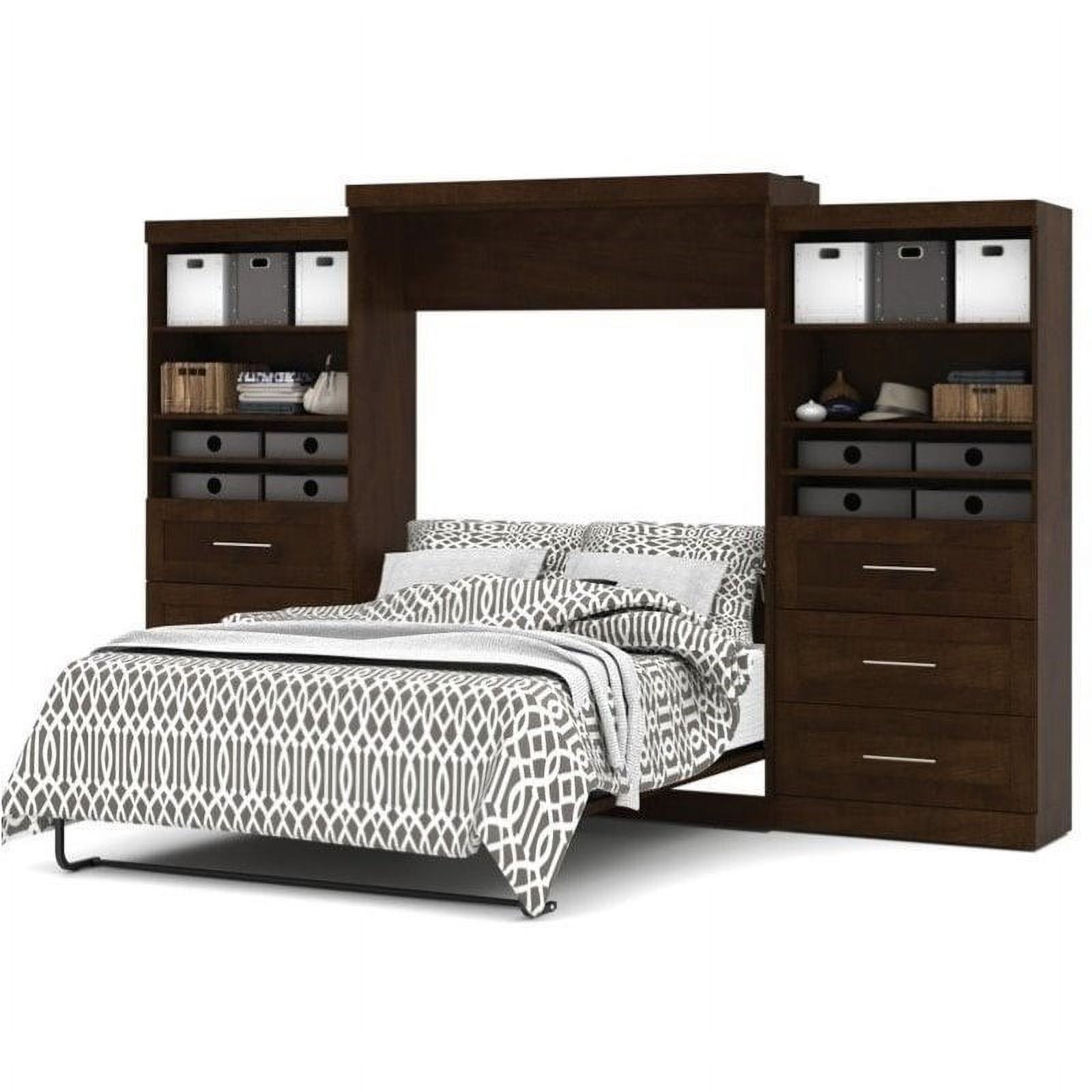 Atlin Designs Queen Wall Bed with Storage in Chocolate