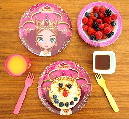 He Loves Me Queen Esther 5 Piece Mealtime & Dinnerware Kids Set BPA Free
