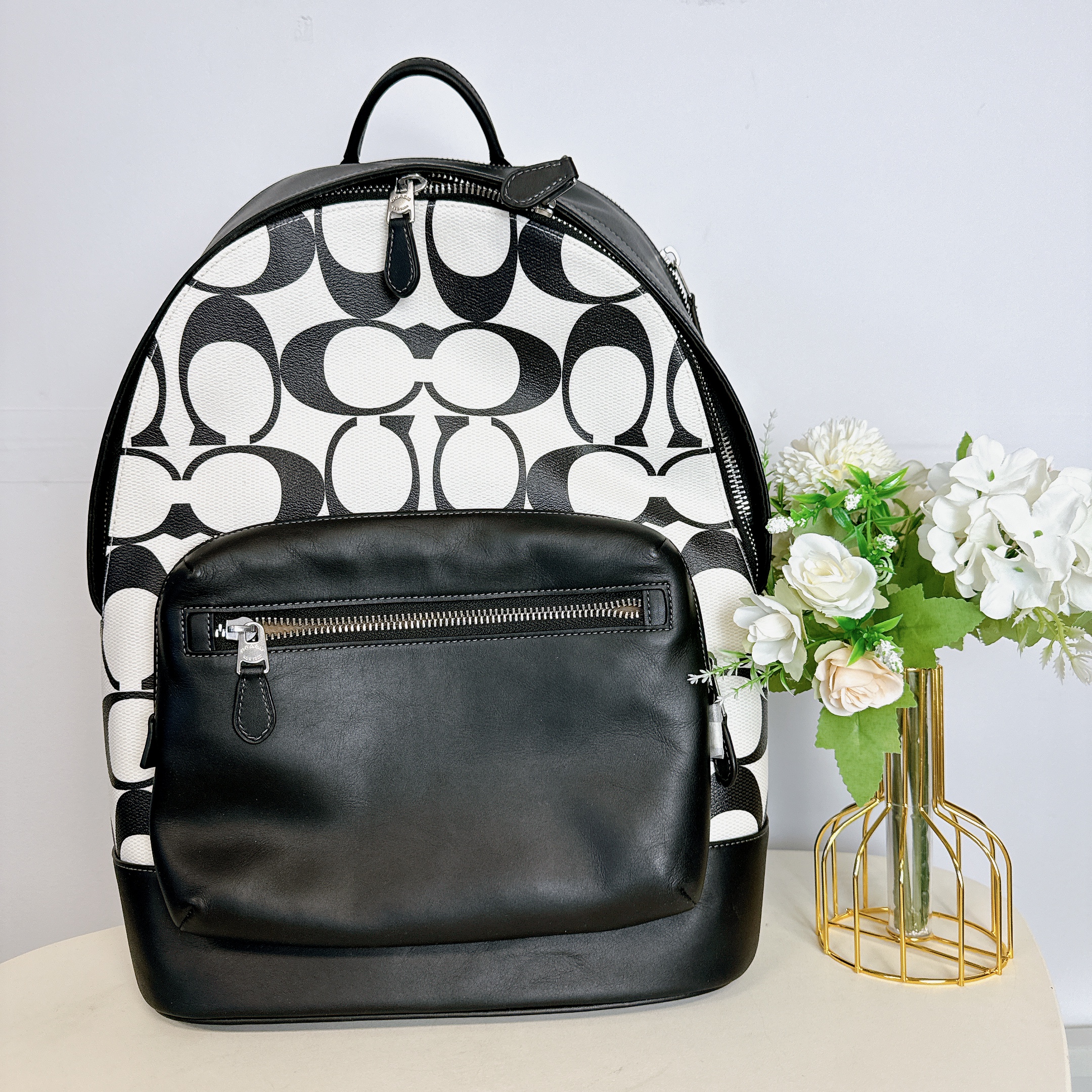 Coach CO920 West Backpack In Signature Canvas IN Chalk Black