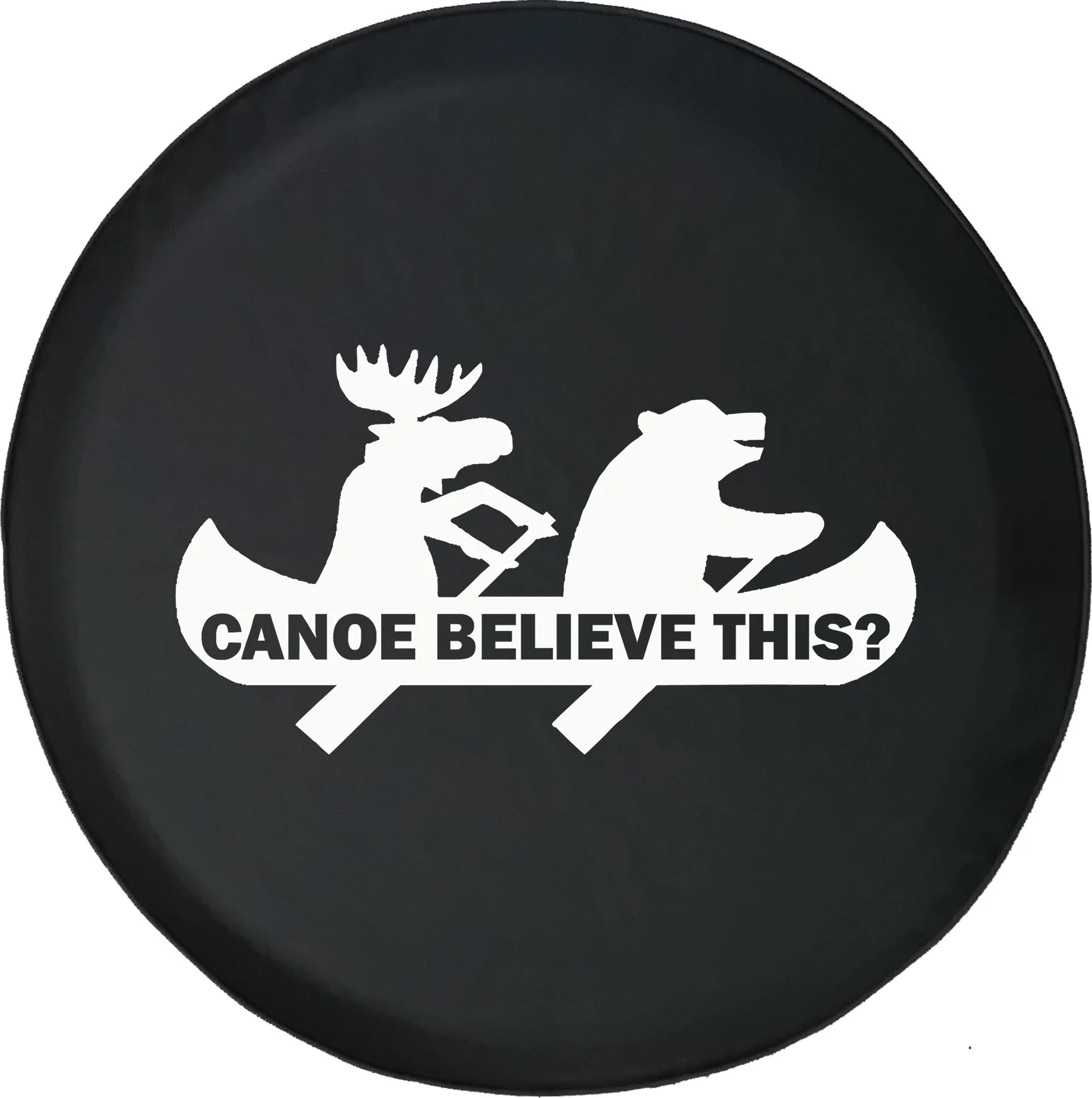 Black Tire Covers - Tire Accessories for Campers, SUVs, Trailers, Trucks, RVs and More | Canoe Believe This Moose Bear Black 28 Inch