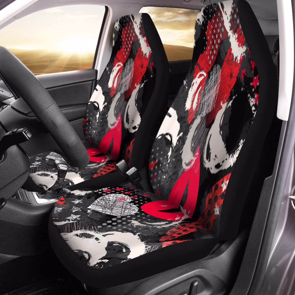FMSHPON Set of 2 Car Seat Covers Red Pop Makeup and Cosmetics Lips Halftone Watercolor Effect Universal Auto Front Seats Protector Fits for Car,SUV Sedan,Truck