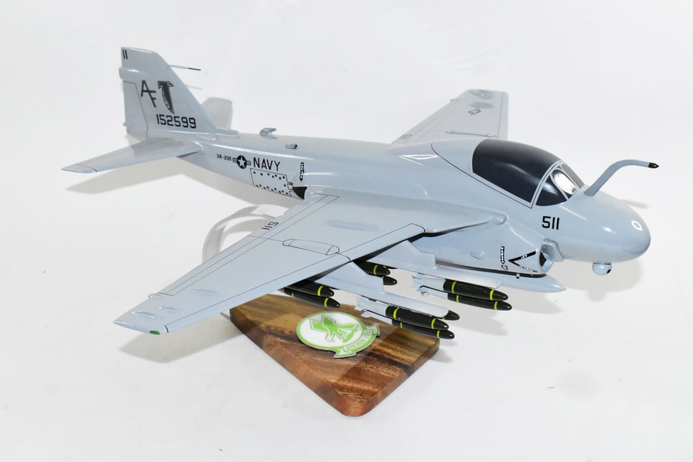 VA-205 Green Falcons A-6 (1992) Intruder Model, 1/36th Scale, Mahogany, Navy