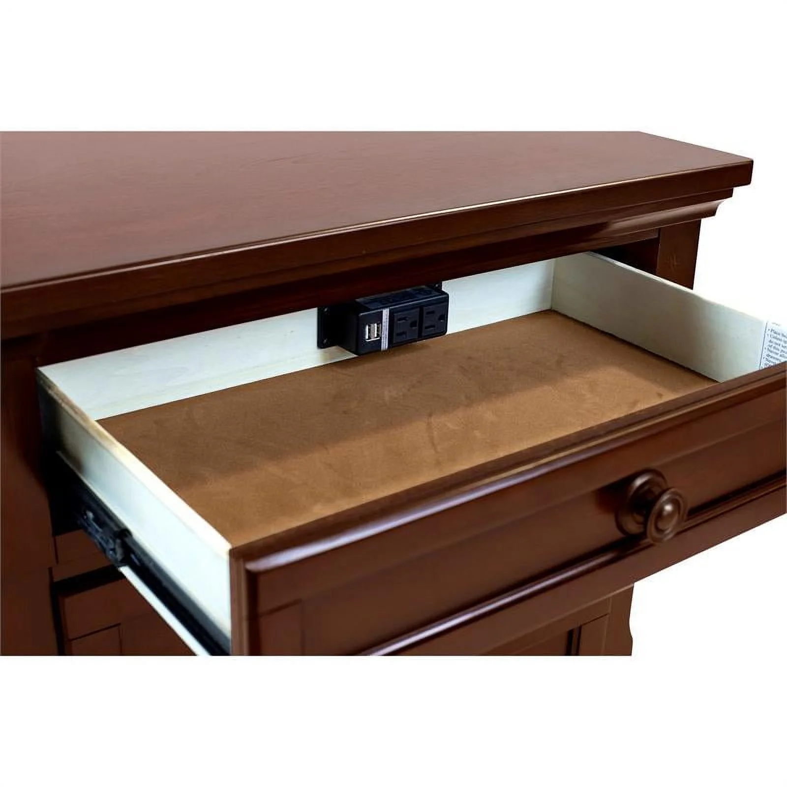 FOA Caiden 2pc Dark Cherry Solid Wood Bedroom Set - Nightstand + Dresser