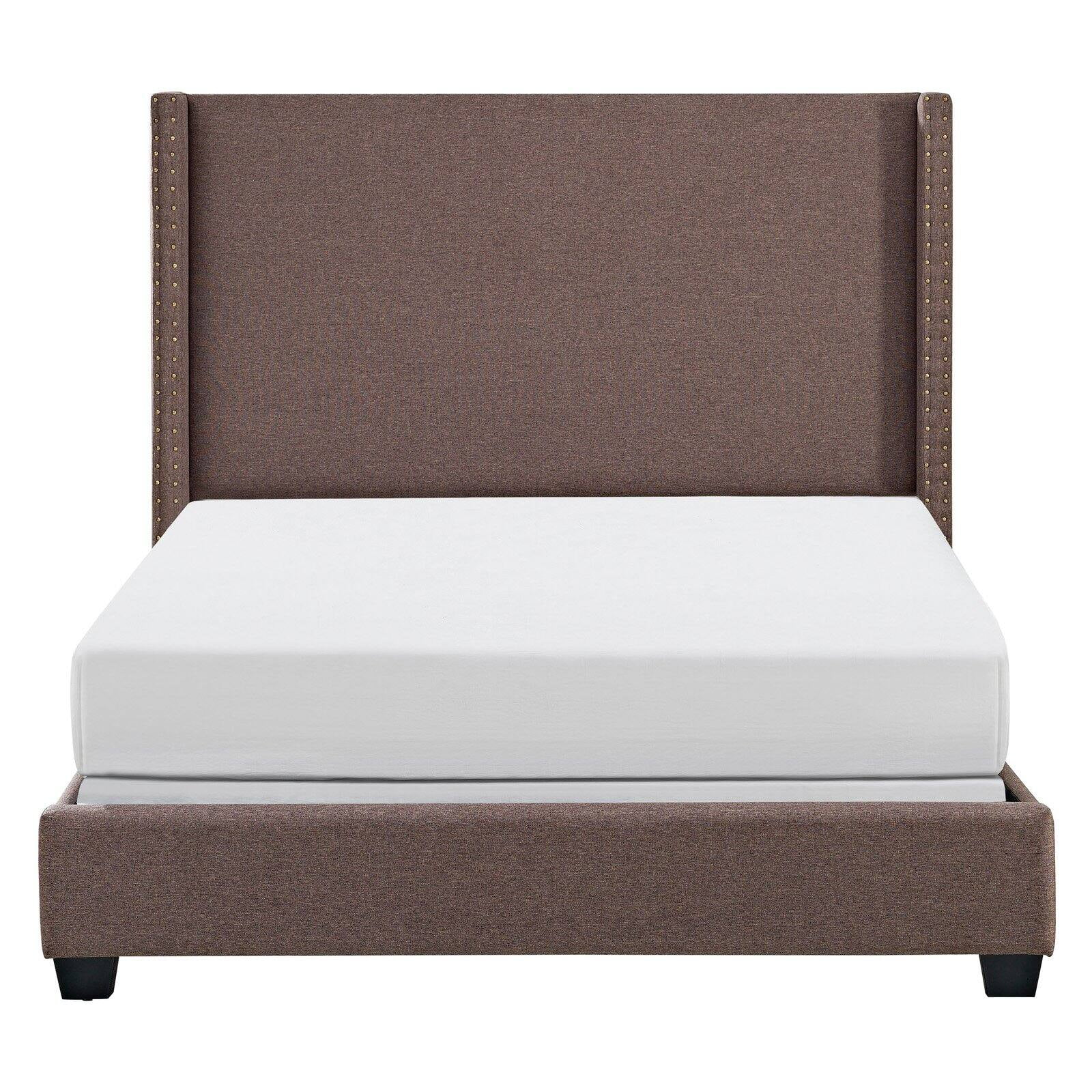 Casey Wingback Upholstered Queen Bed In Bourbon Linen