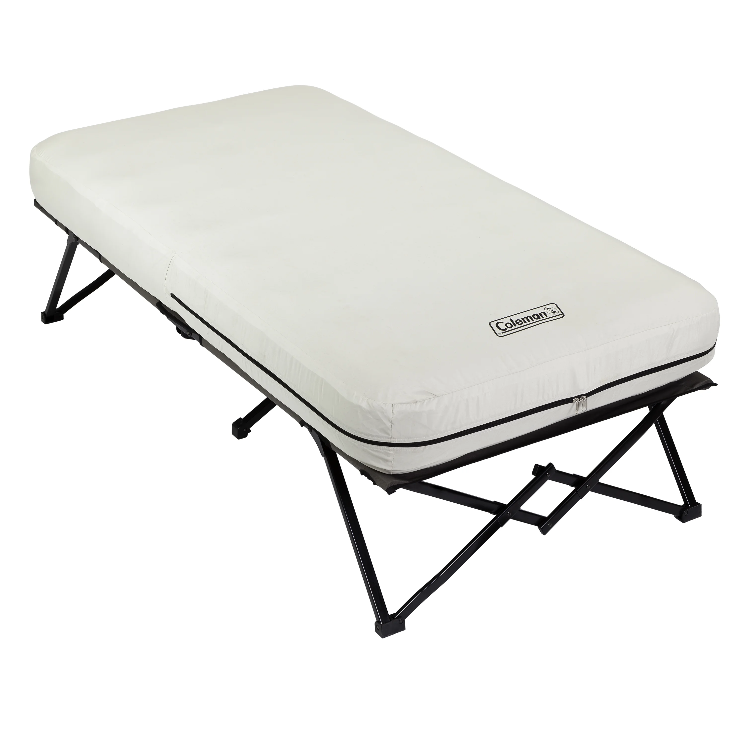 Coleman Camping Cot with Side Tables, Air Mattress & Battery Pump, Twin