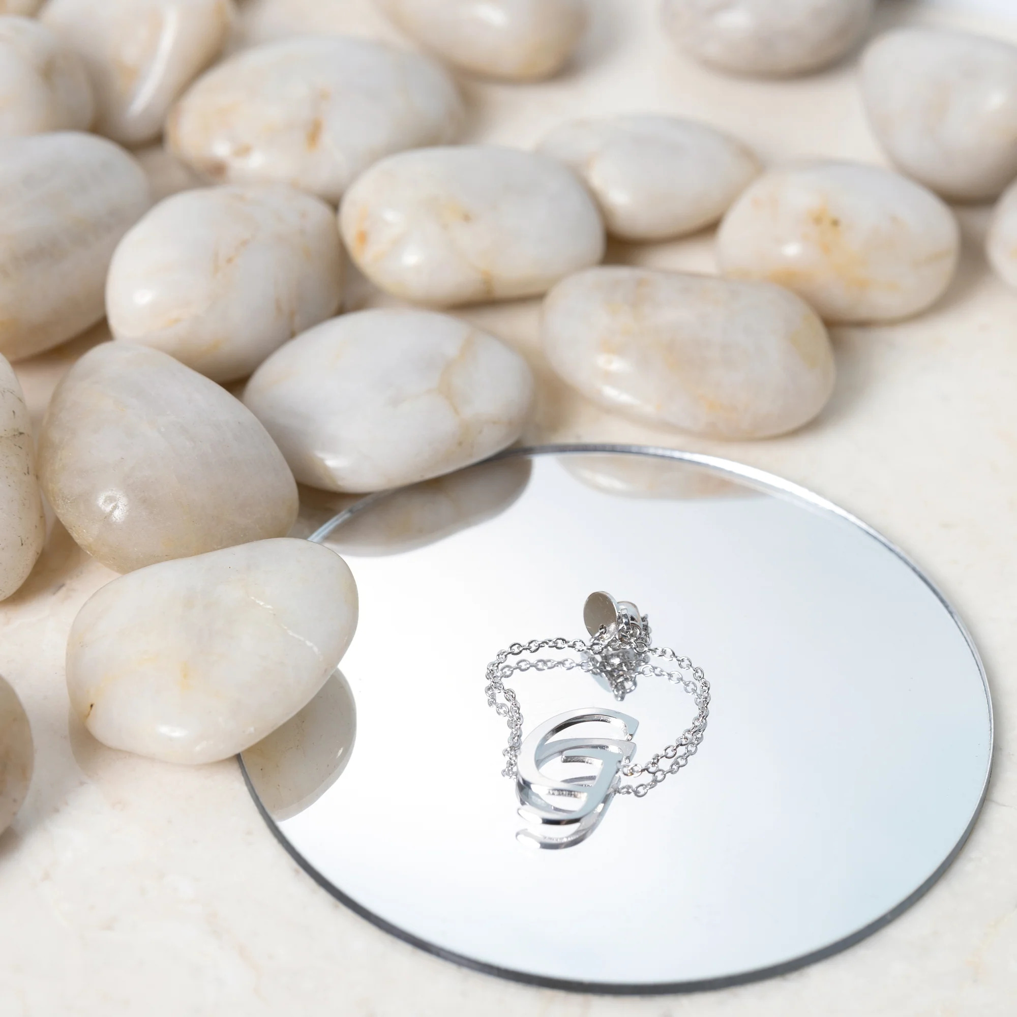 G Adjustable Rhodium Plated Monogram Ring