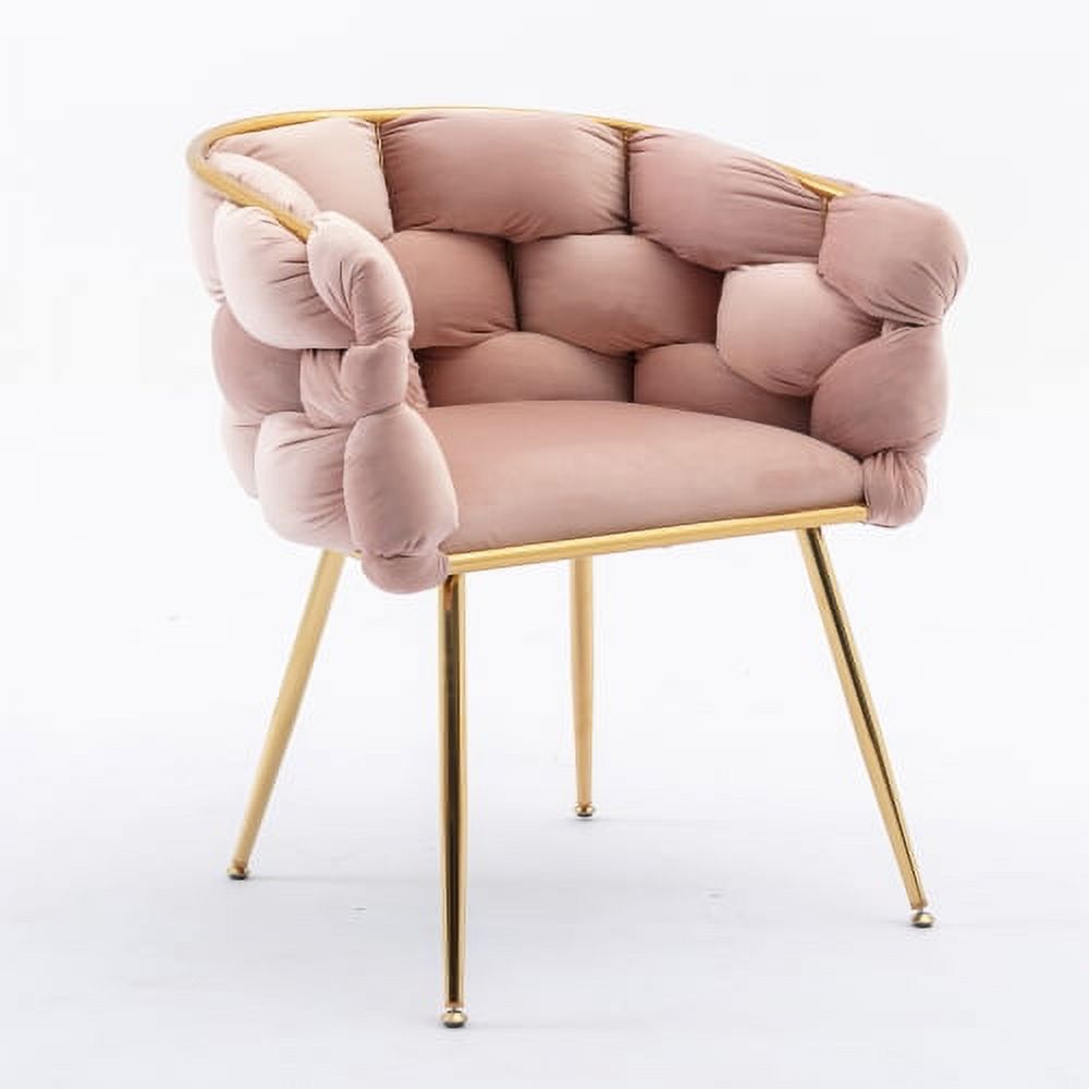 Motent Luxury modern simple leisure velvet single sofa chair bedroom lazy person household dresser stool manicure table back chair, Pink