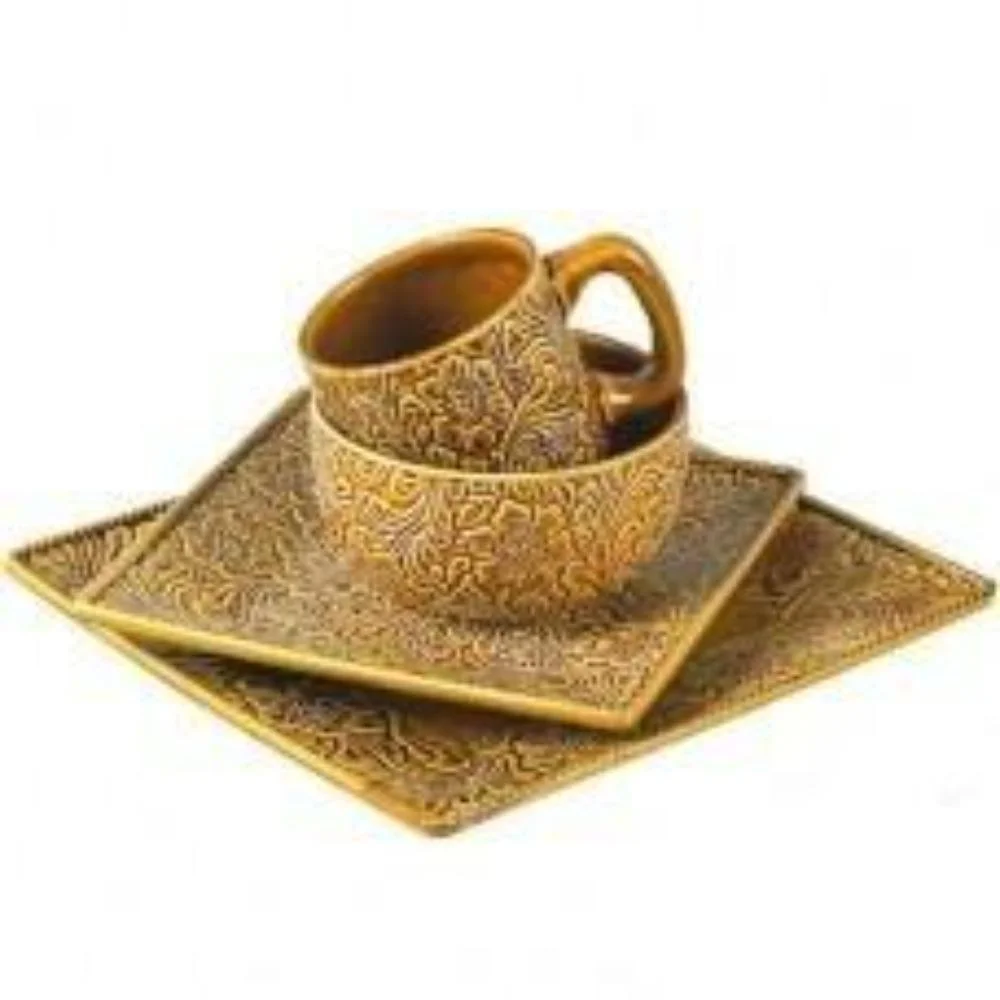 Cream Tooled 16 Piece Dinner Set