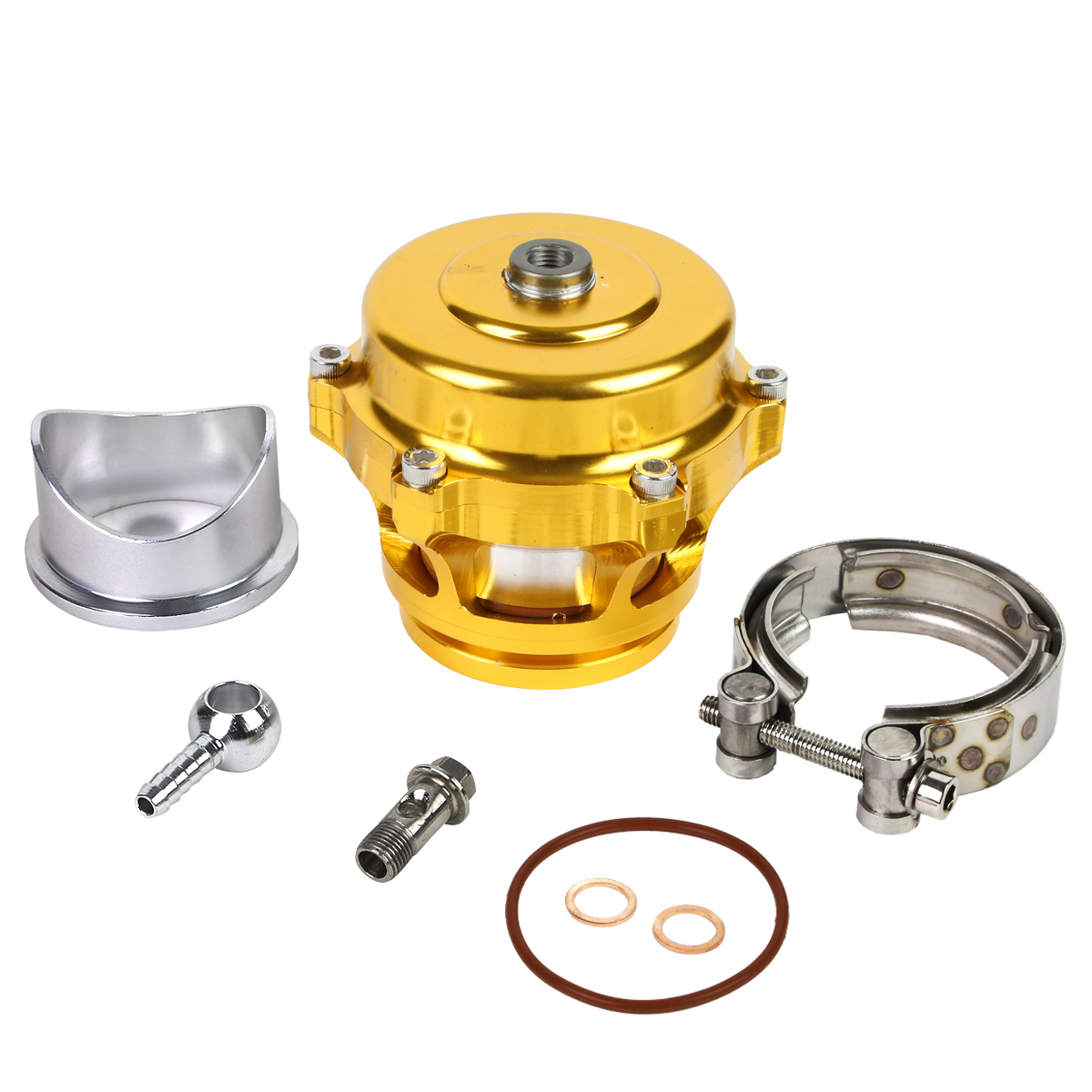Universal Aluminum 50mm Turbo 35psi Boost Blow Off Valve+Flange+V-band Clamp (Gold)