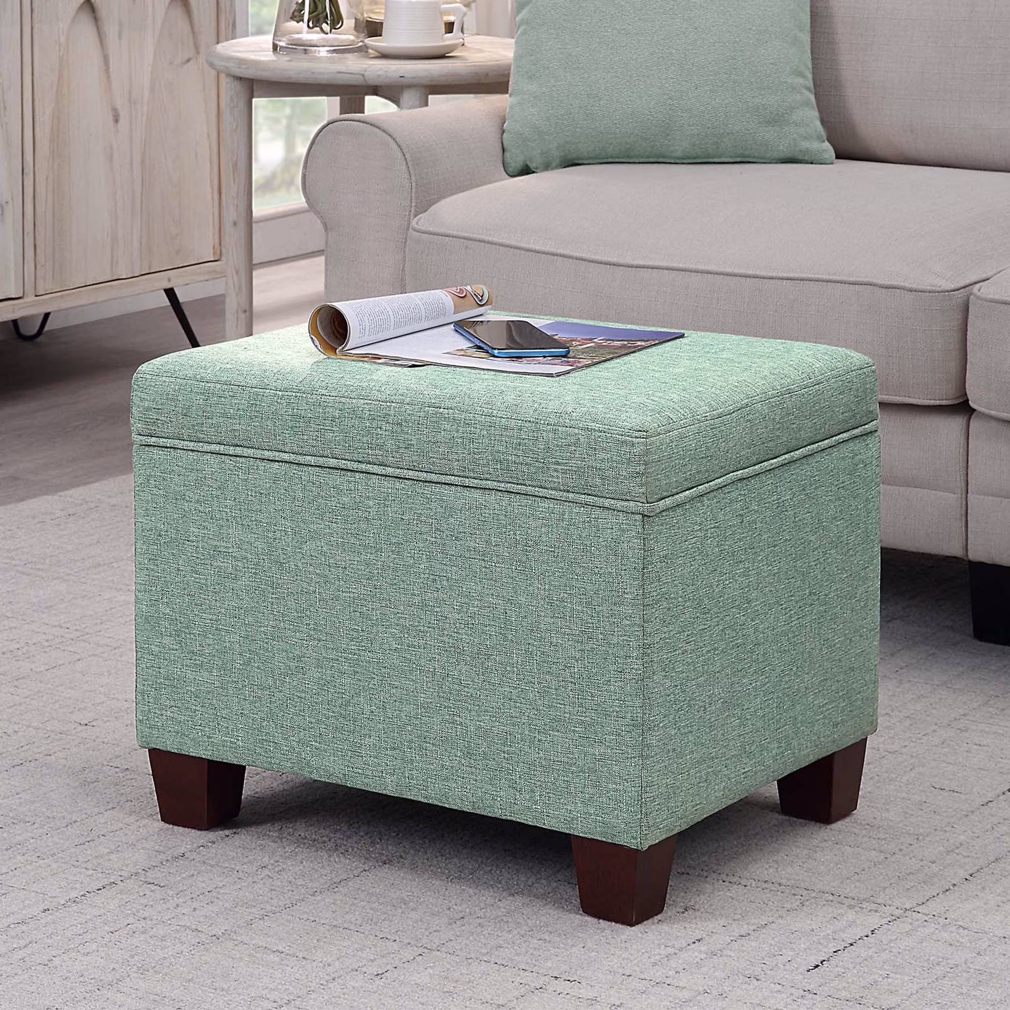 Convenience Concepts Designs4Comfort Madison Storage Ottoman, Green Fabric