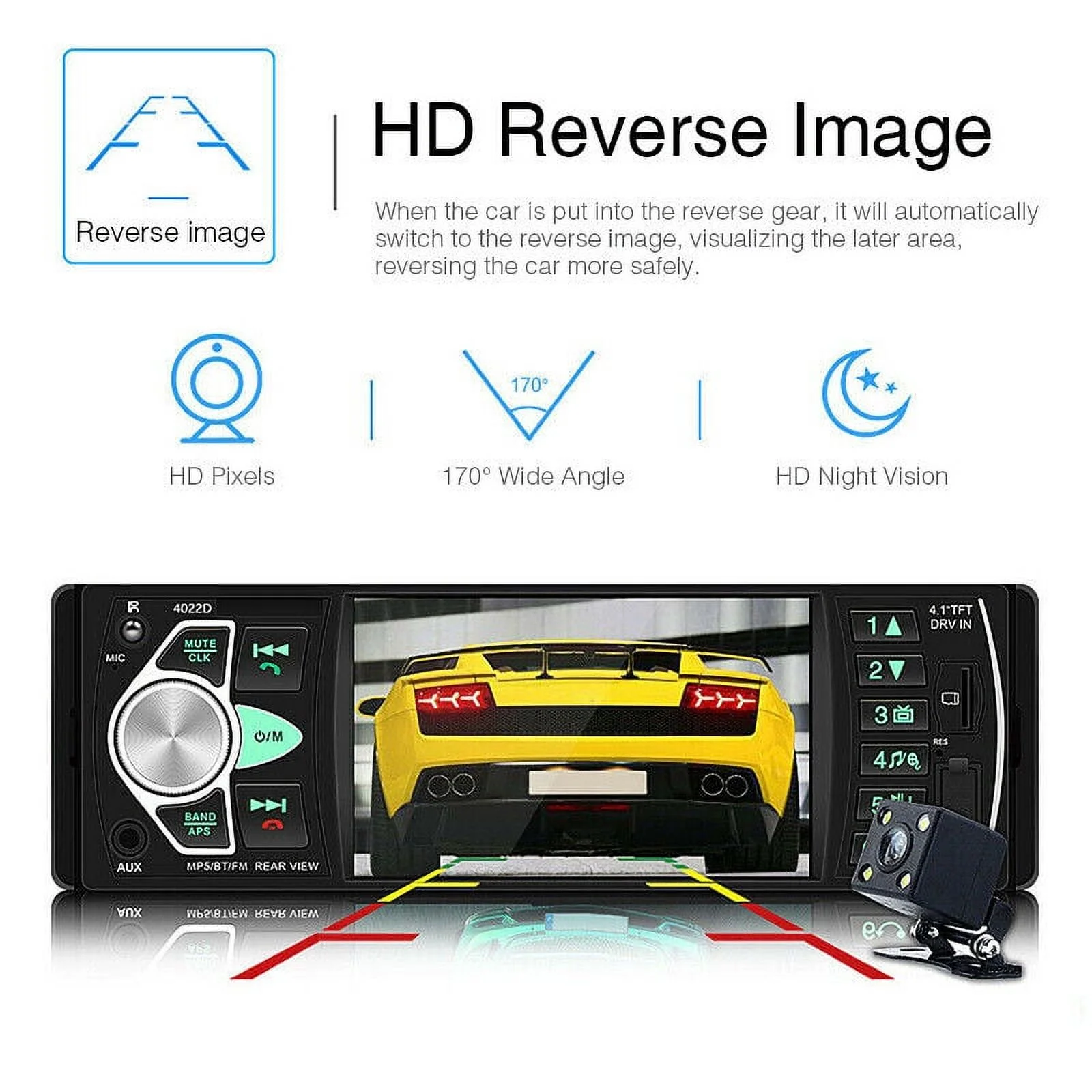 4.1 inch Car Radio Player FM Radio Music Display 1080P High Definition Display USB MP5 Player with Remote Control