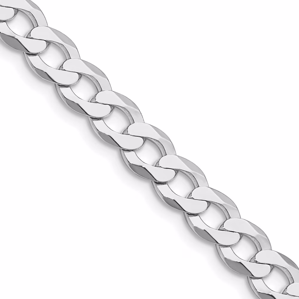 Auriga 925 Sterling Silver Rhodium-plated 6.8 mm Flat Curb Chain Necklace for Women 20