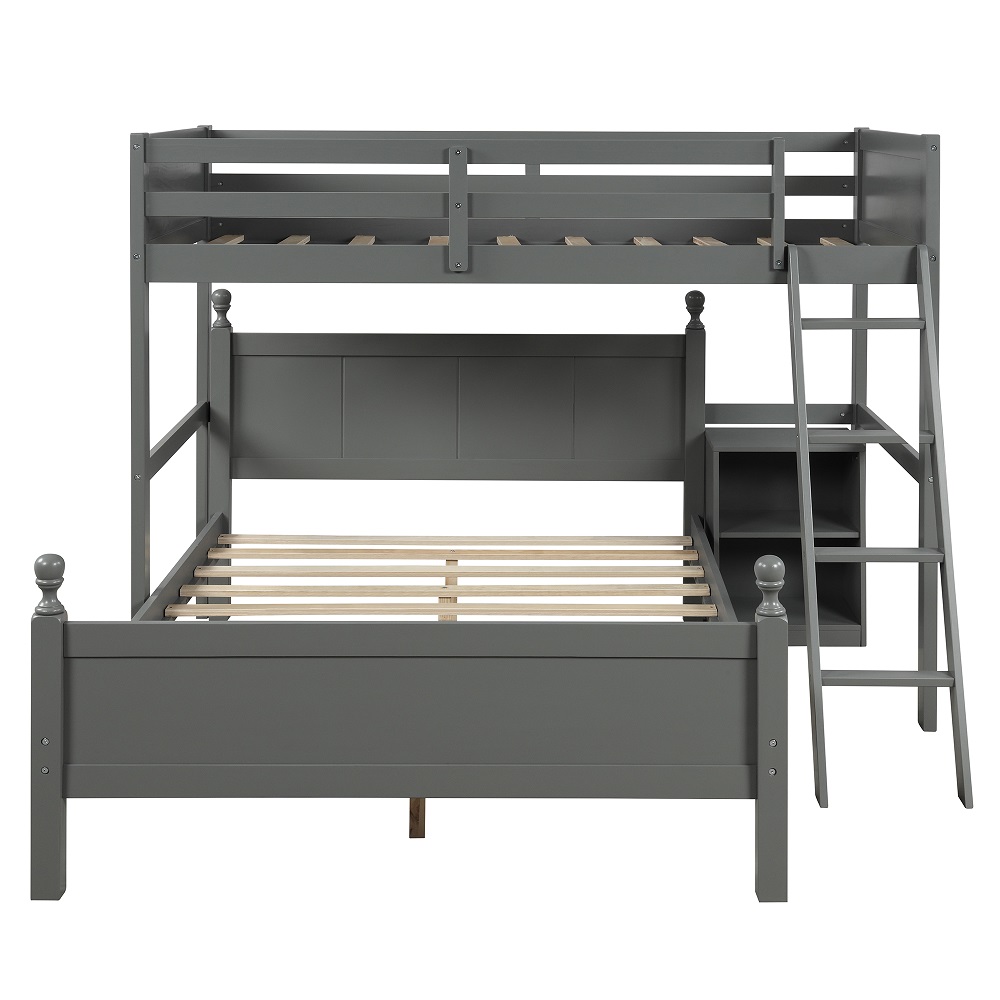 Twin-Over-Full Loft Bed with a Cabinet Can be Separated into 2 Beds No Box Springs Required