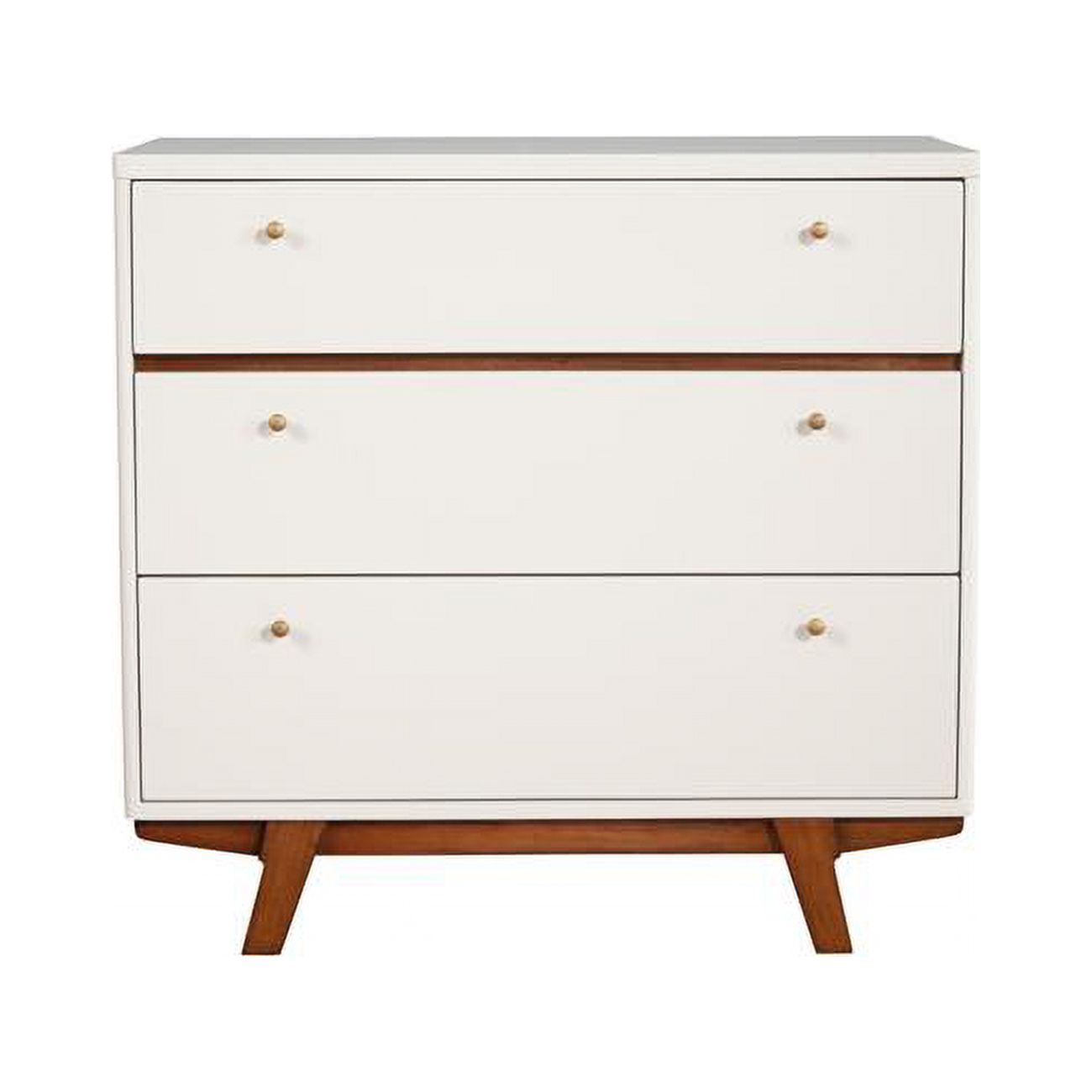 HomeRoots 524120 36 in. Solid Wood Three Drawer Chest, Brown & White