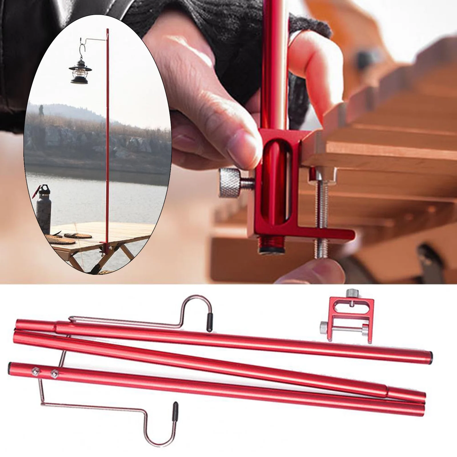 1Pc Folding Lightweight Camping Lantern Holder Lamp Holder Poles Red