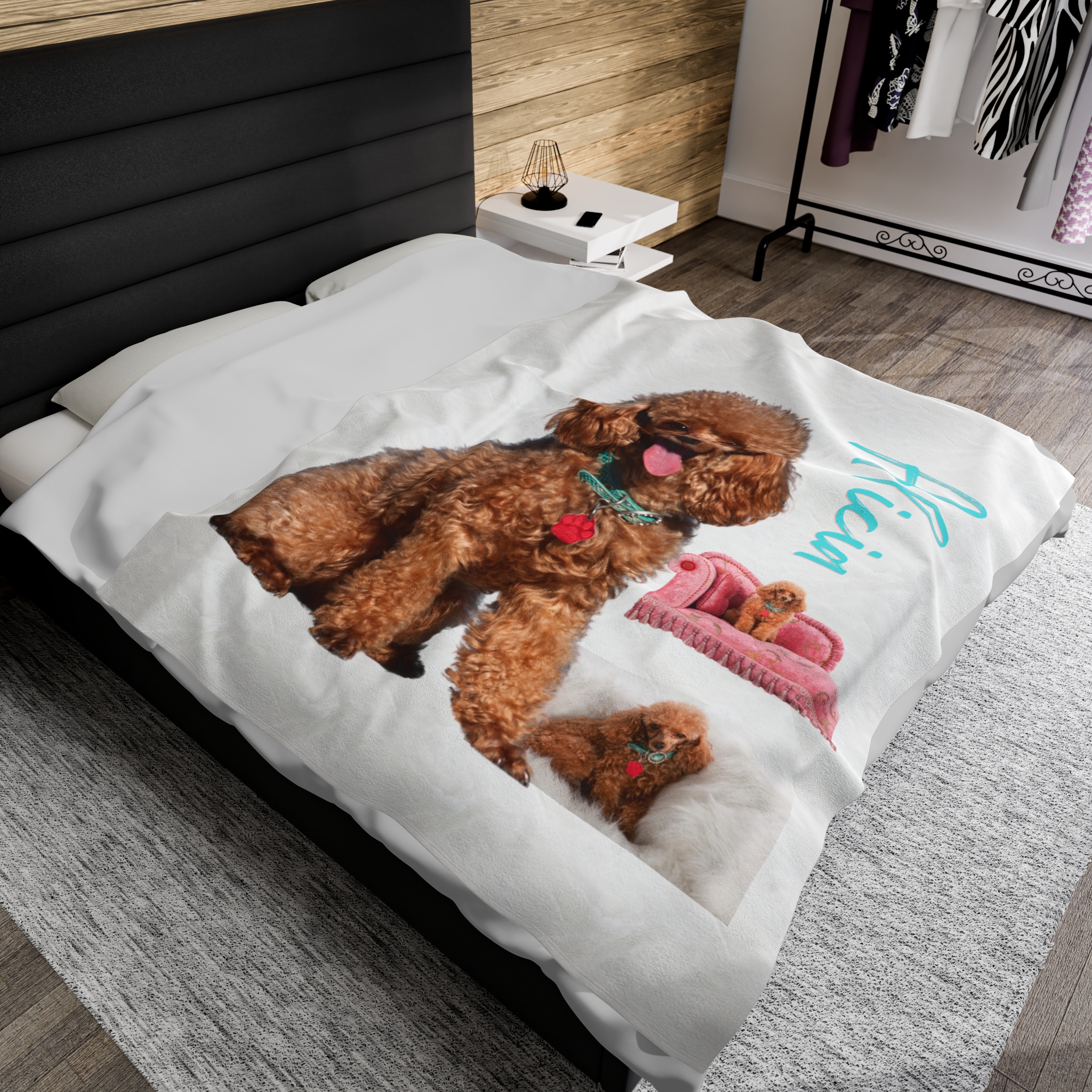 Poodle Custom Photo Blanket Personalized Dog Blanket Gift 30x40 50x60 60x80