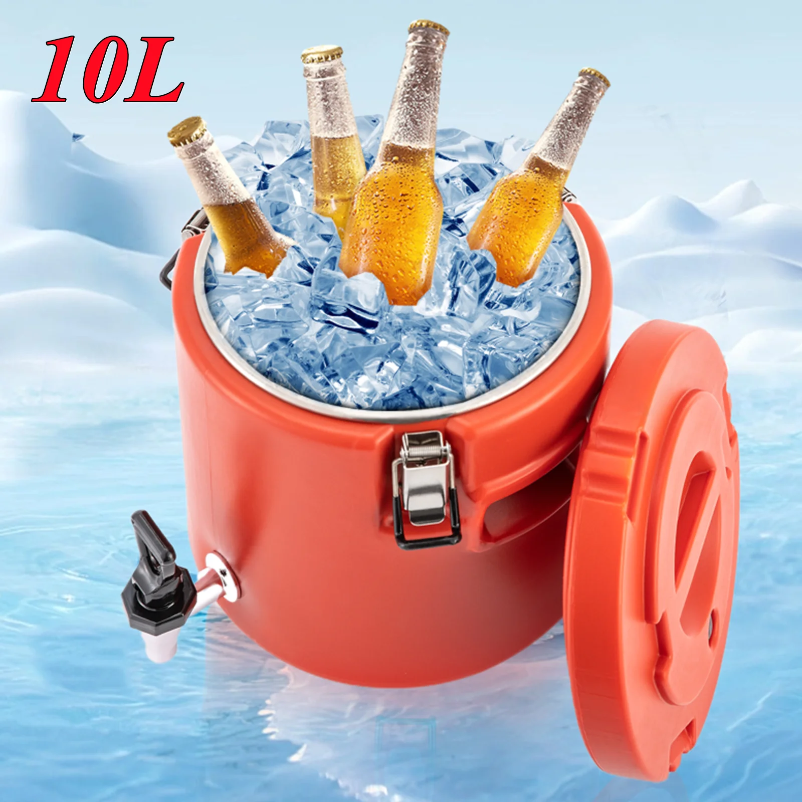 2.64Gal Red Insulated Thermal Hot and Cold Thermal Coffee Airpot Beverage Dispenser