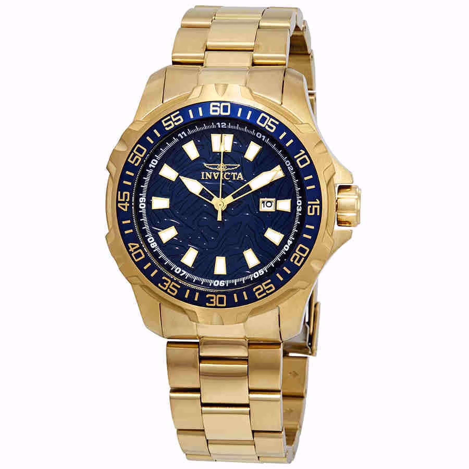 Invicta Men's 25793 48mm Pro Diver Quartz Blue Web Dial 18K Gold Plated SS Watch