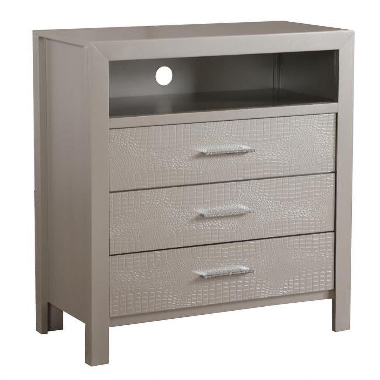 Passion Furniture  34 x 17 x 36 in. Glades 6-Drawer Chest of Drawers, Silver & Champagne
