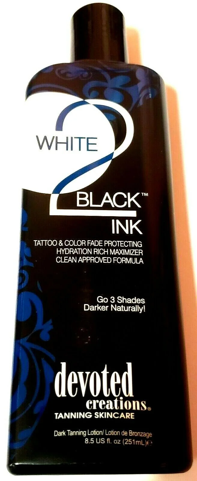 Devoted Creations White 2 Black Ink Tattoo Color Fade Protecting Tanning Lotion