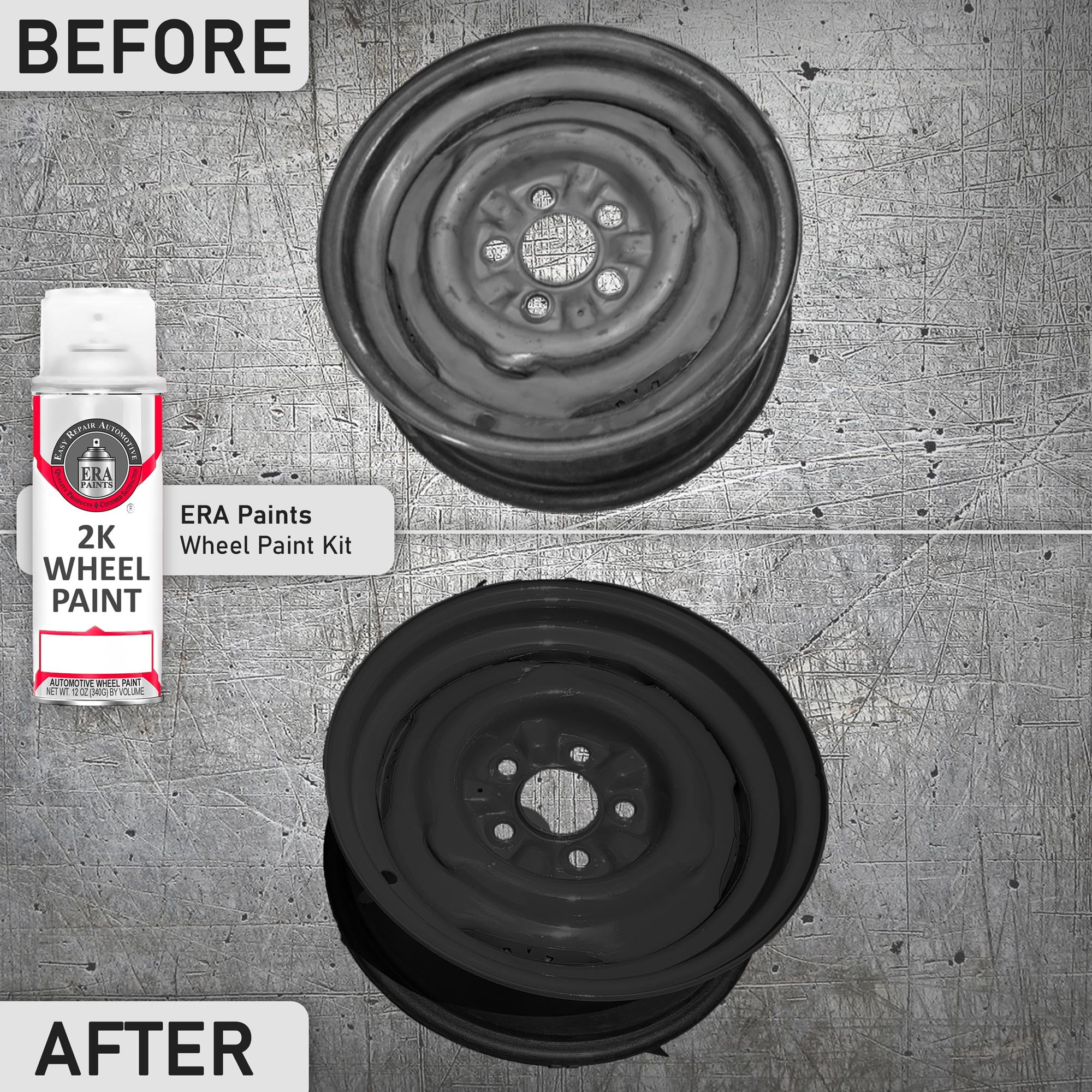 ERA Paints Black Wheel Paint With Omni-Curing Catalyst - 2K Aerosol High Gloss Chemical Resistant and Extremely Durable Against Color Fade and Brake Fluid