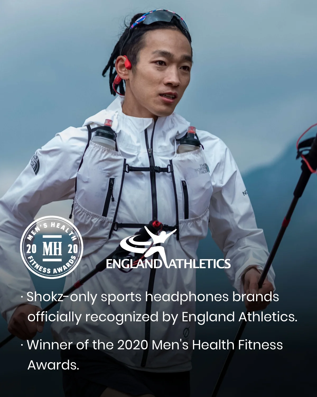 Shokz OpenRun Bone Conduction Waterproof Bluetooth Headphones for Sports with Cooling Wristband (Formerly Aeropex), Red