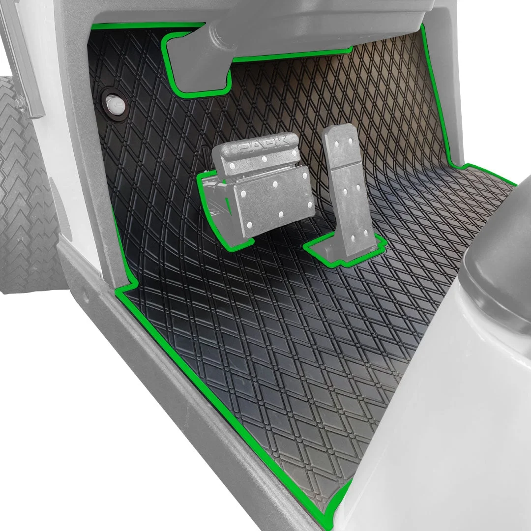 Xtreme Mats EZGO Golf Cart Mat, Full Coverage Golf Cart Floor Liner Mat - Only Fits EZGO TXT (1994+), Express S4 (2012-2020), Valor, & Workhorse - Black with Red Trim