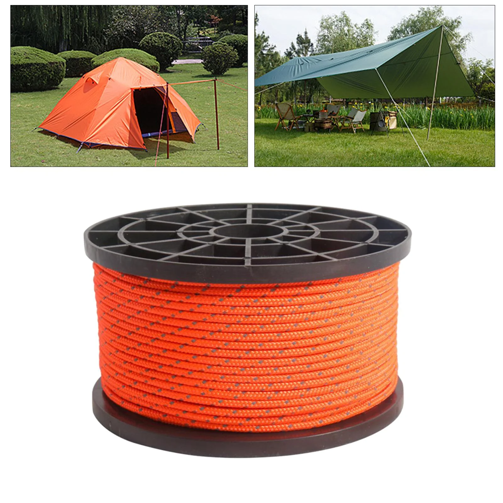 55 Yard Nylon Reflective Guyline 6 Strand Tent Awning Gazebo Tarp Guide Sun Shade Hiking Accessories 3mm , Orange