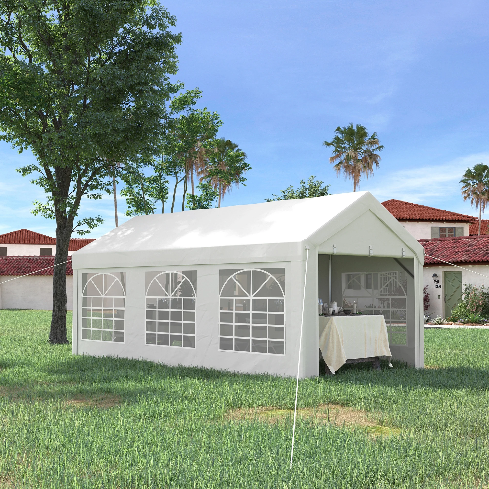 Outsunny 10ft x 20ft Party Tent & Carport, Portable Garage with Sidewalls