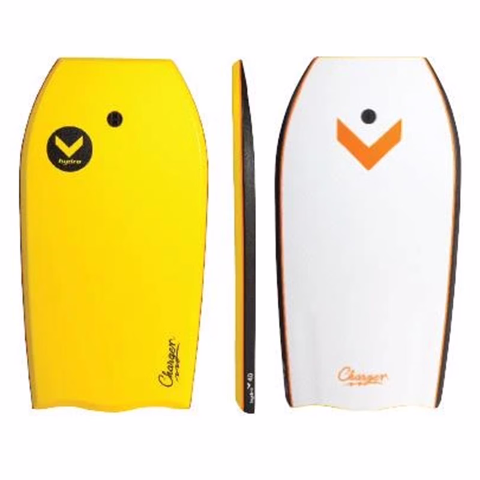 Hydro Charger 42 EPS Bodyboard with leash - Yellow deck/ Black rails / White bottom