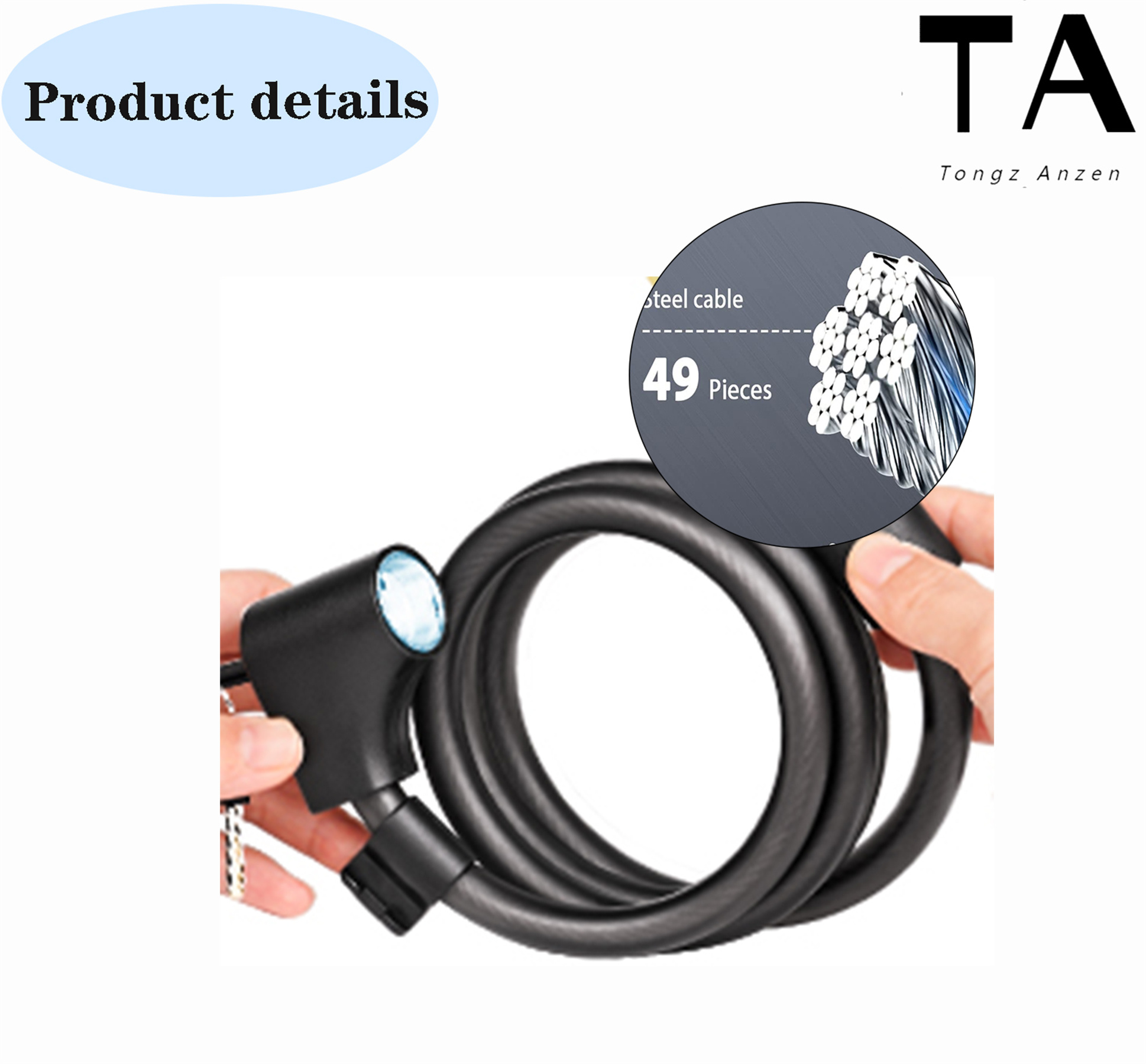 Bike Lock Cable with Combination & Key