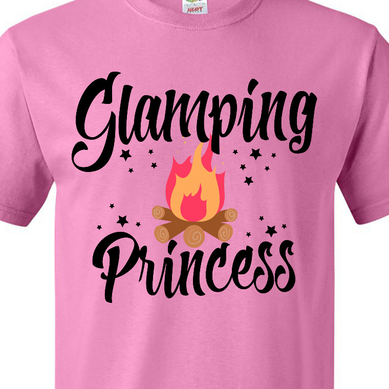Inktastic Glamping Princess with Campfire T-Shirt