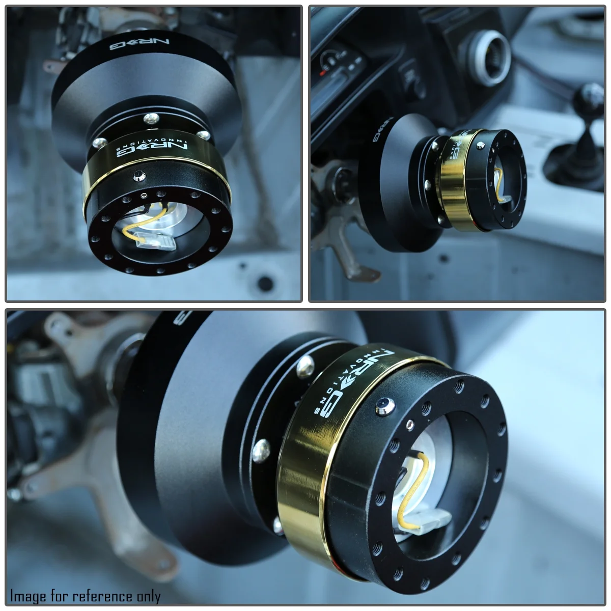 NRG Innovations NRG-SRK-210NB-CG NRG Innovations SRK-210NB-CG Steering Wheel Quick Release Adapter Gen 2.1 New Blue Body/Gold Pyramid Ring