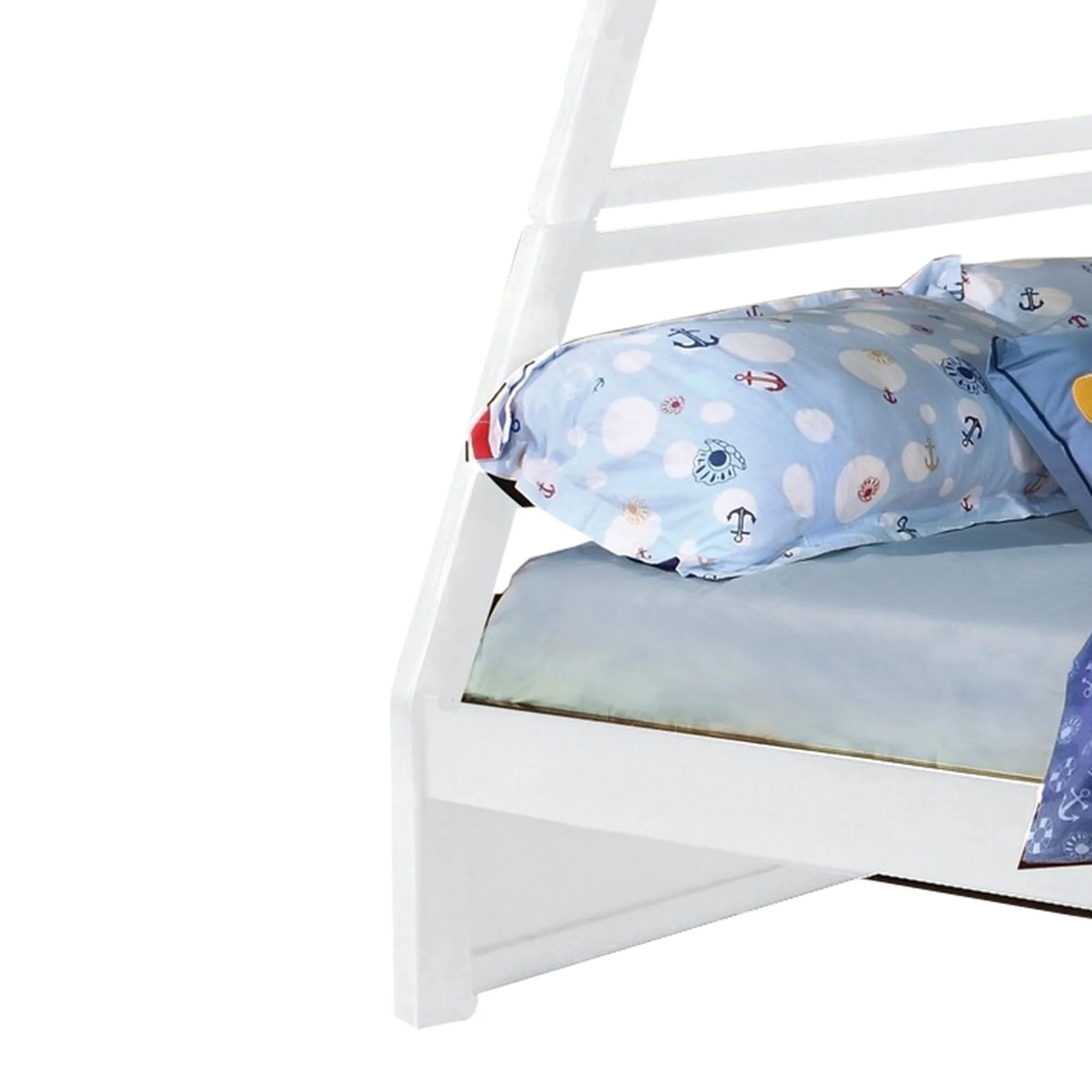 Wooden Twin Over Full Bunk Bed with Slatted Guardrails, White