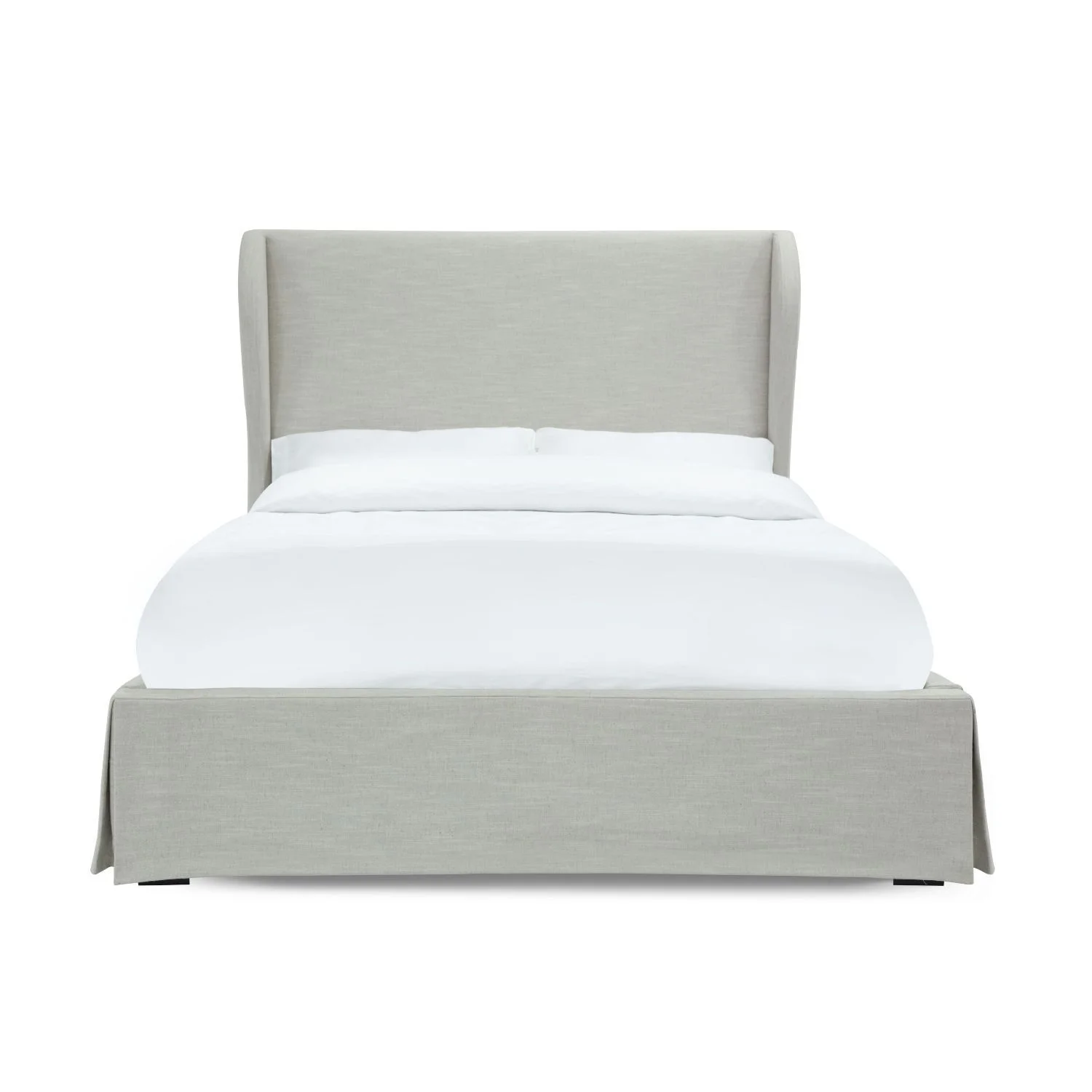Modus Furniture Hera Upholstered Skirted Panel Bed in Oatmeal