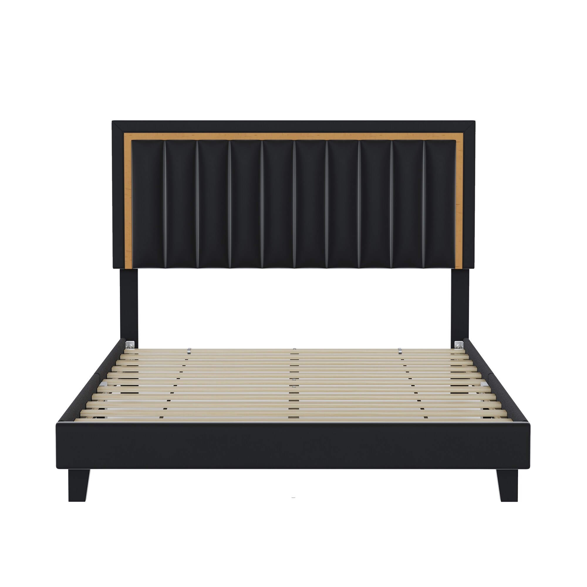 Velvet Upholstered Platform Bed Black - Queen