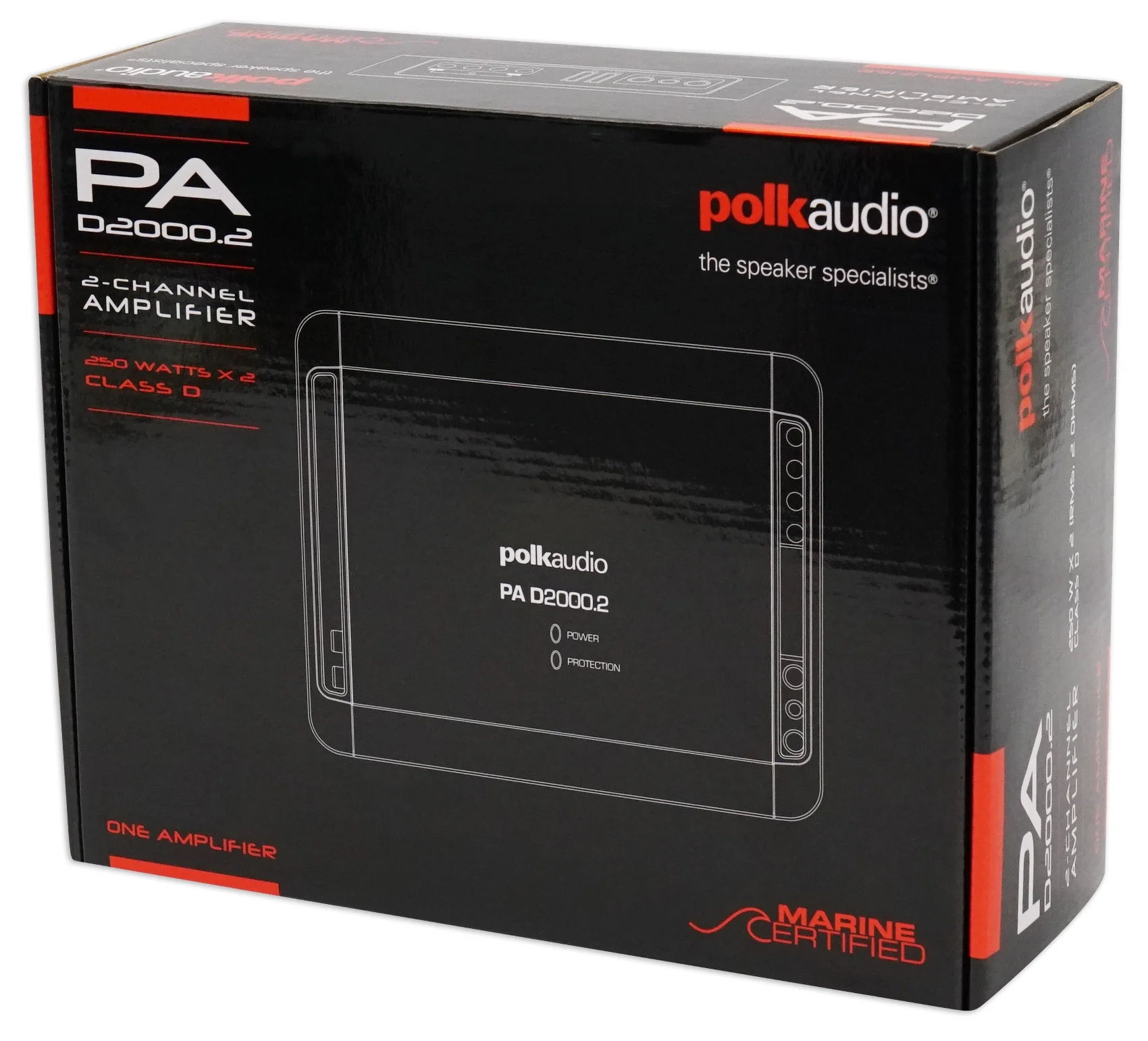 Polk Audio PAD2000.2 2-Channel 500w RMS Class D Car Amplifier+Amp Kit PA D2000.2