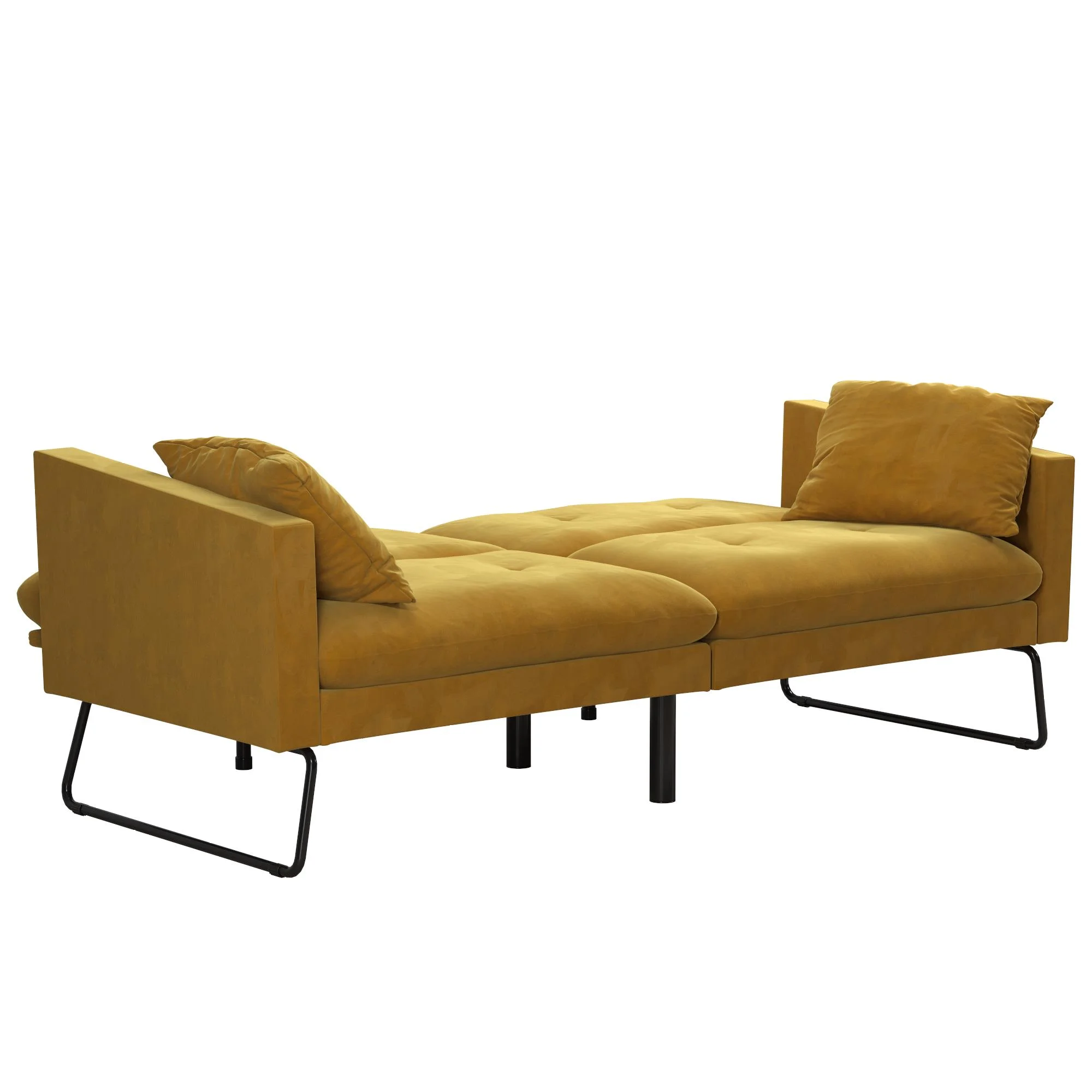 Mr. Kate Neely Futon with Bolster Pillows, Mustard Velvet